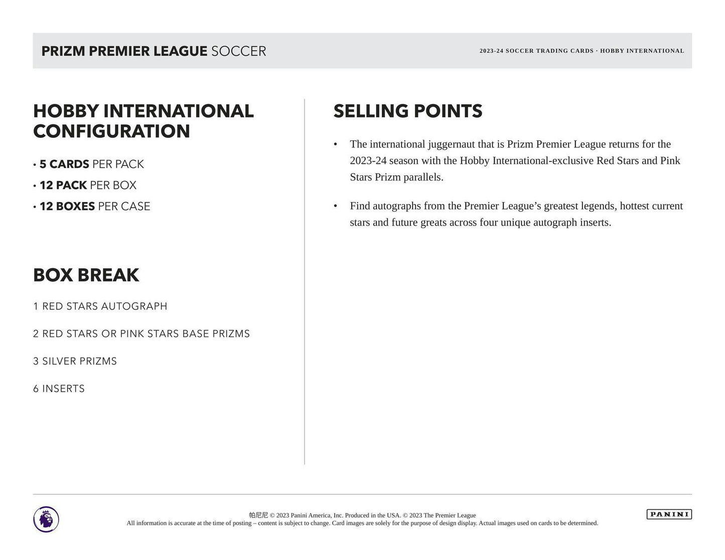 2023-24 Panini Prizm Soccer EPL International Hobby Box