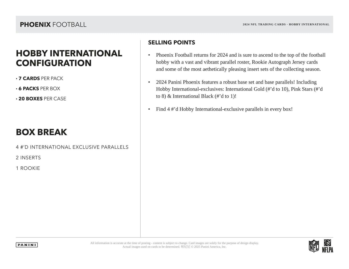 2024 Panini Phoenix Football Hobby International Mega Box (5/23)