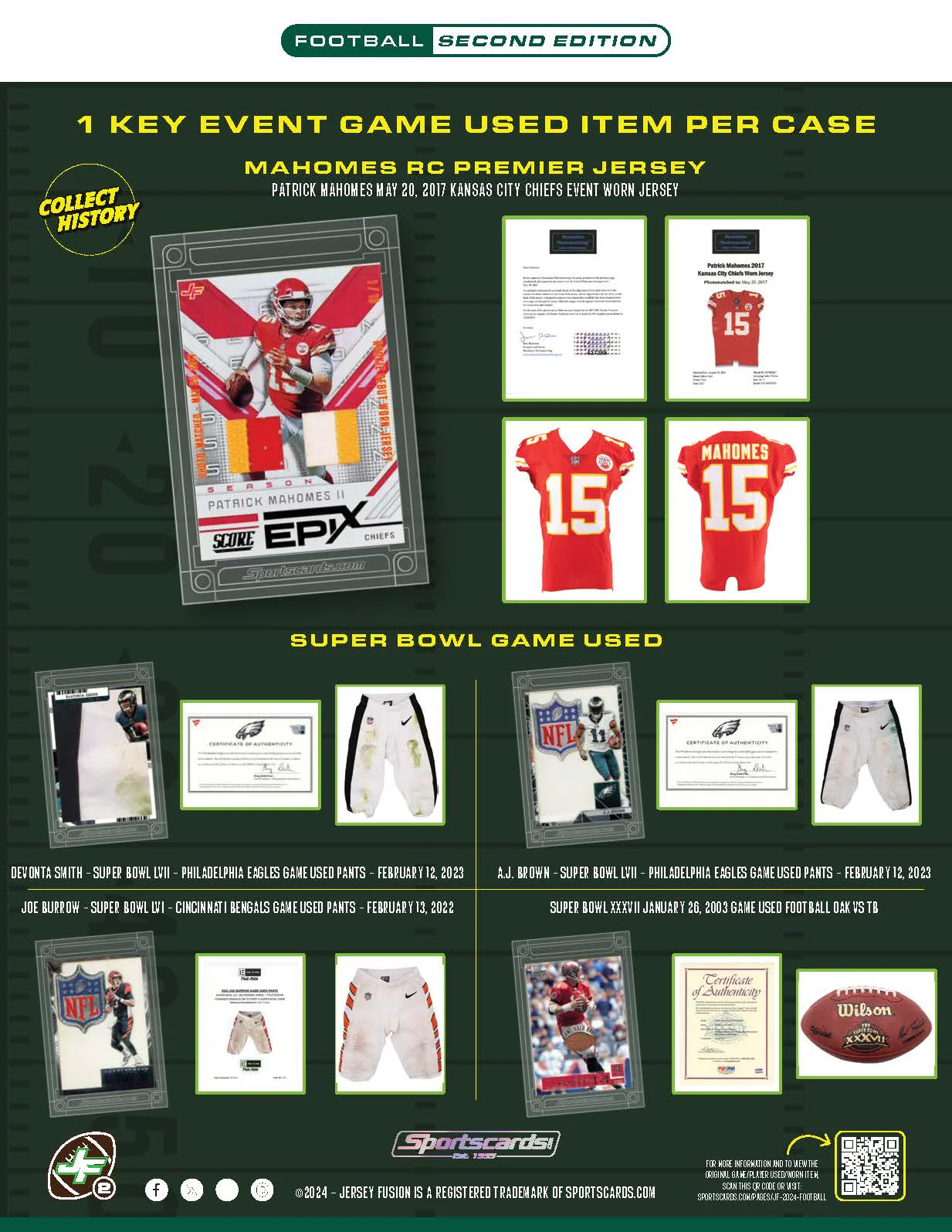2024 Jersey Fusion Football Series 2 Hobby Box (10 Single Card Packs)