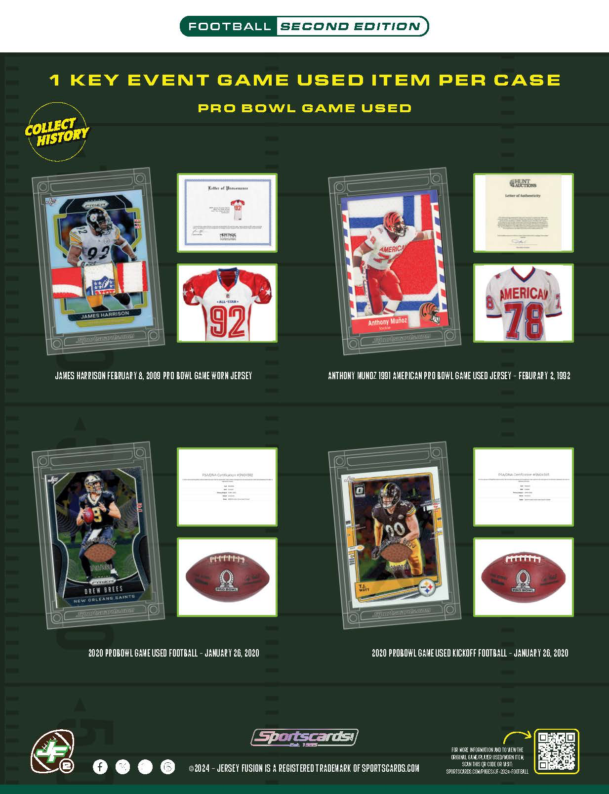 2024 Jersey Fusion Football Series 2 Hobby Box (10 Single Card Packs)