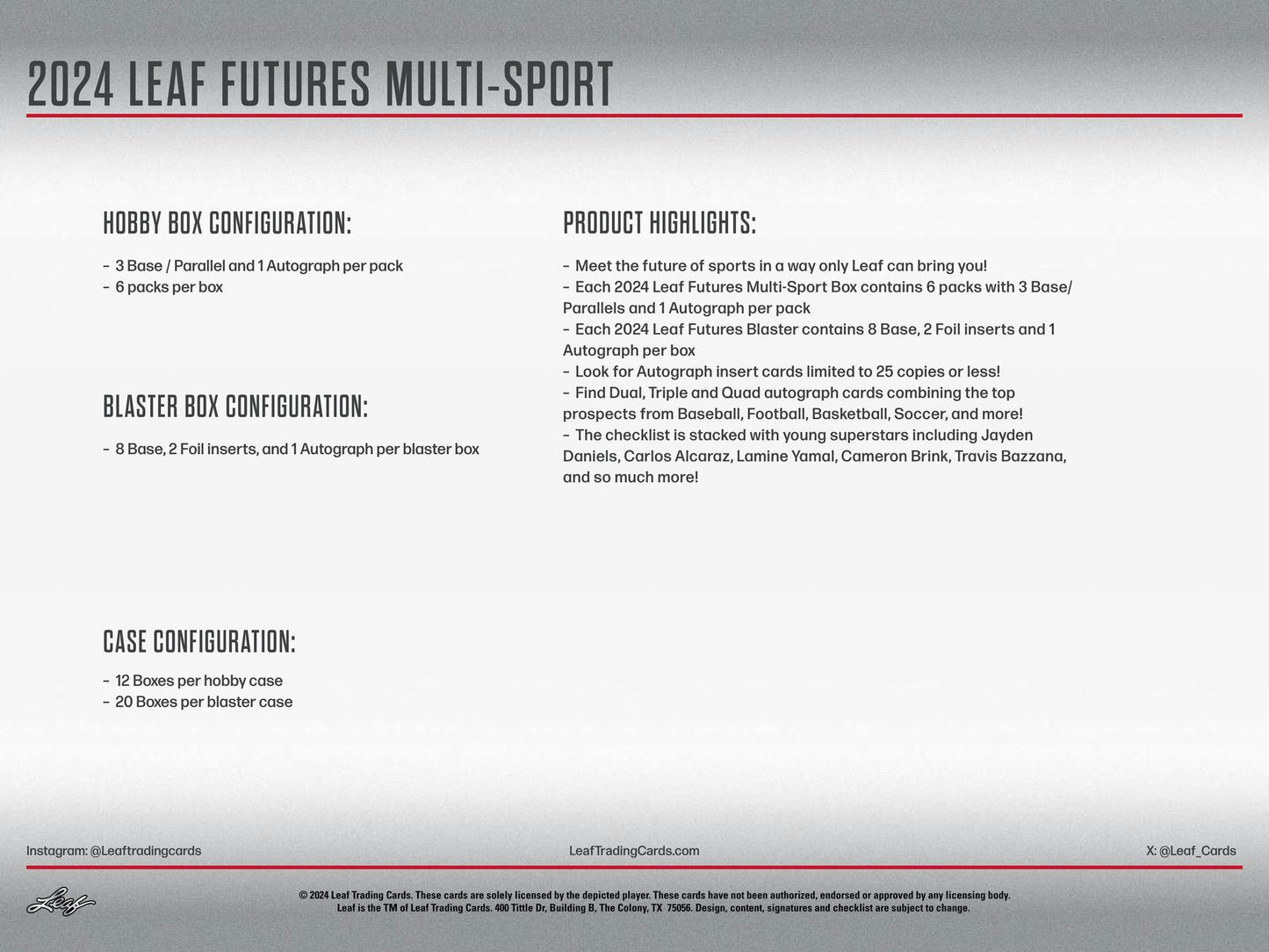 2024 Leaf Futures Multi-Sport Hobby Box