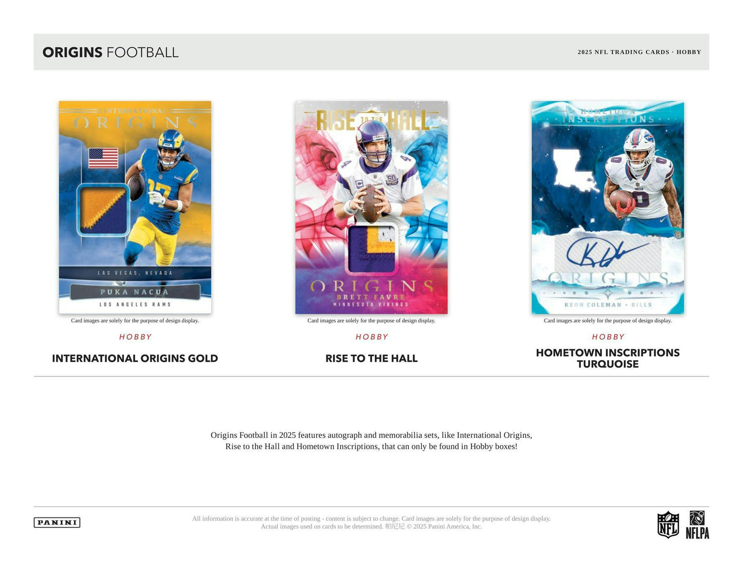 2025 Panini Origins Football Hobby Box (8/27)