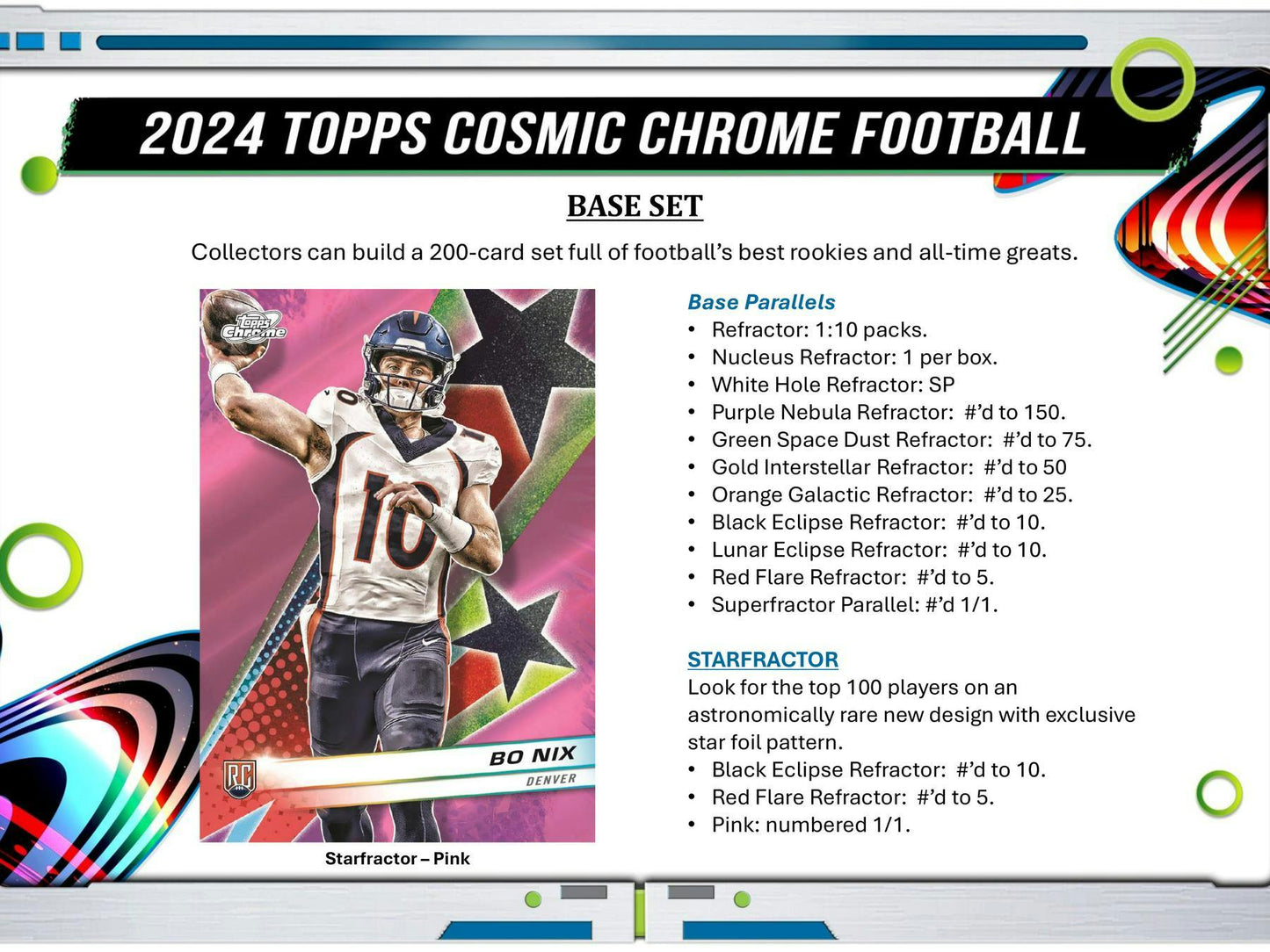 2024 Topps Cosmic Chrome Football Hobby Box (4/18)