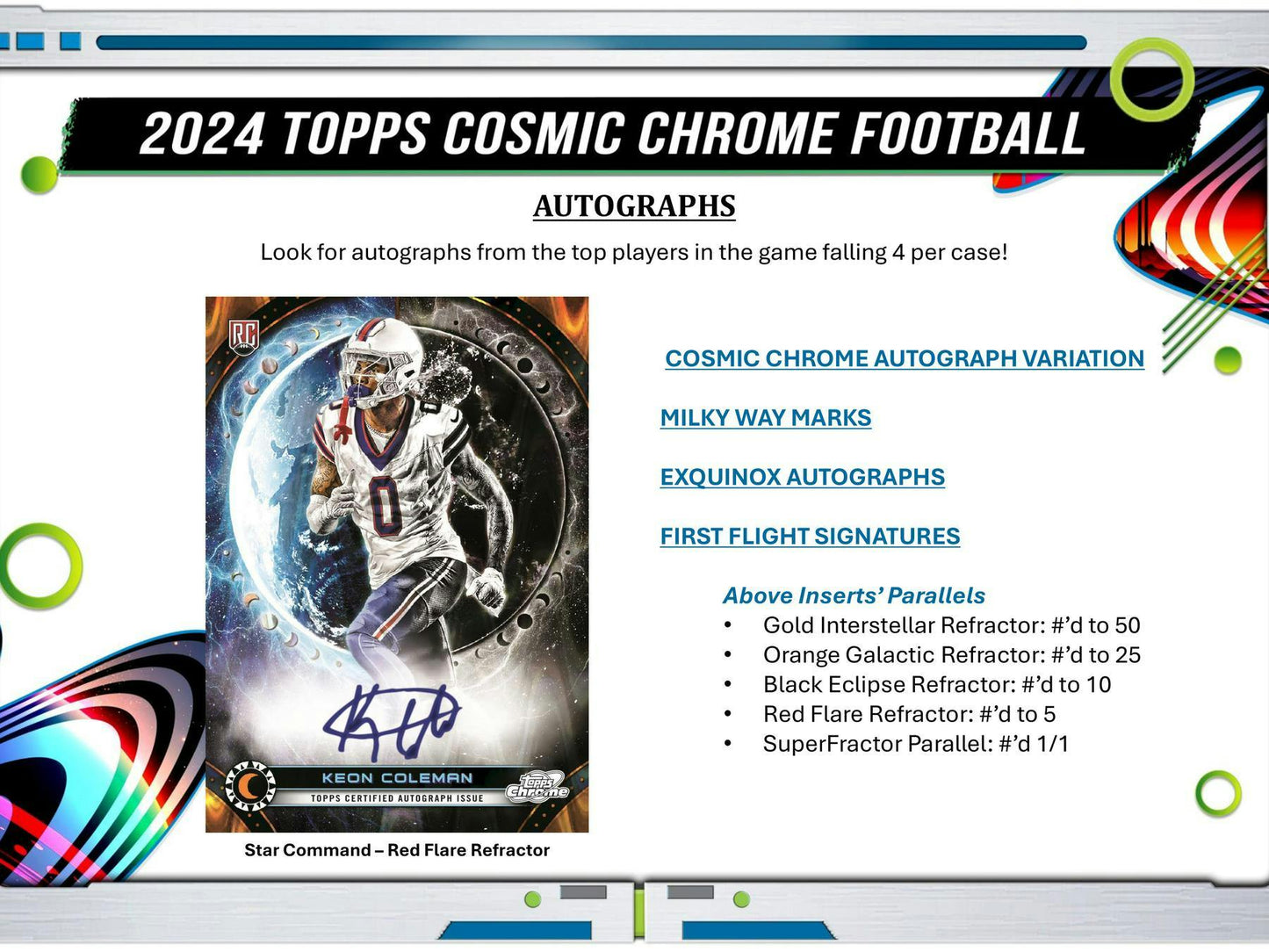 2024 Topps Cosmic Chrome Football Hobby Box (4/18)