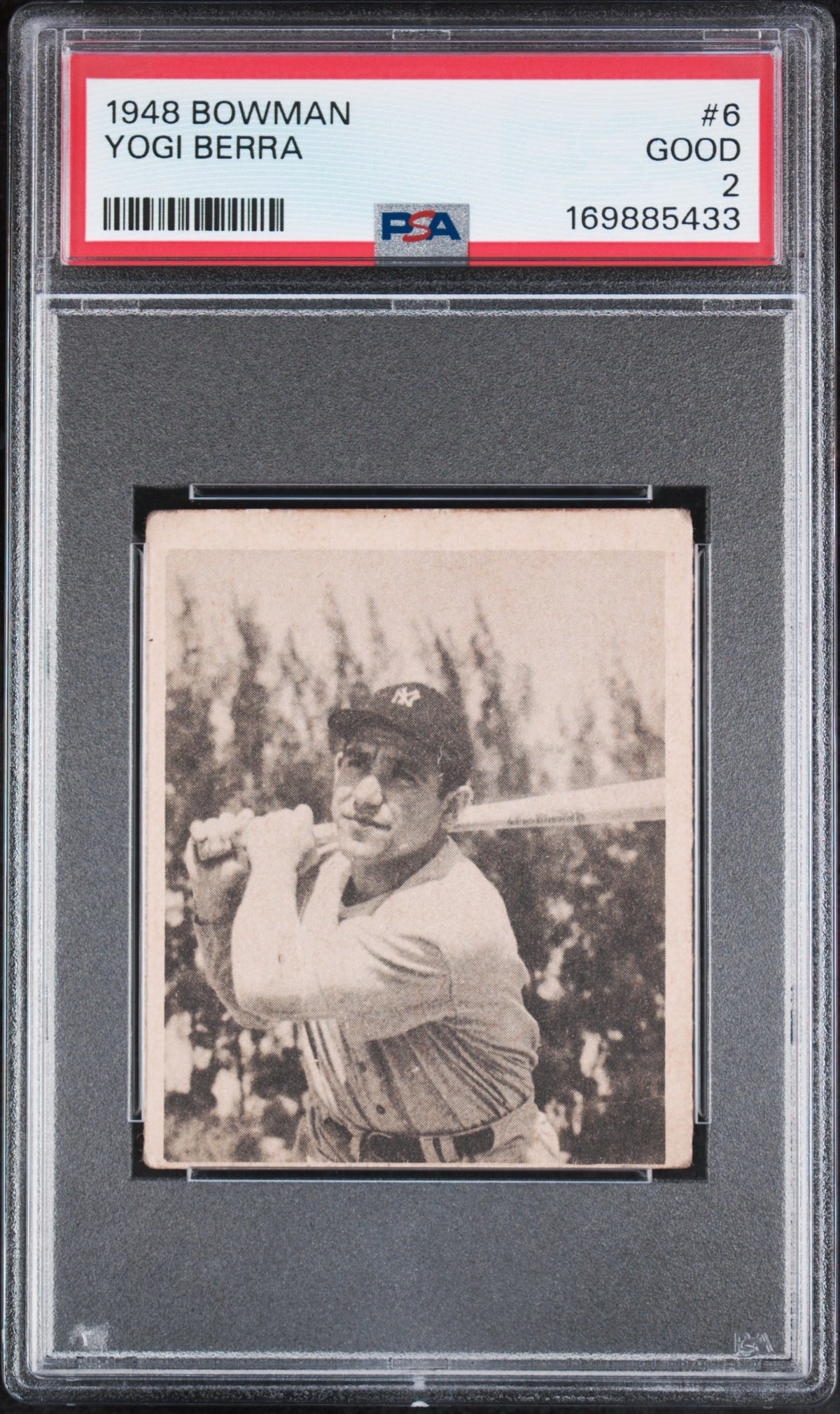1948 Bowman Yogi Berra #6 RC PSA 2 GOOD – New York Yankees (GC) PSA cert 169885433 front scan
