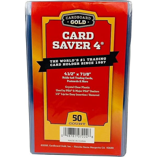 CBG Card Saver 4 Semi-Rigid Protective Sleeves (4-1/2”x7-1/8”) (Single – The SportsRoom