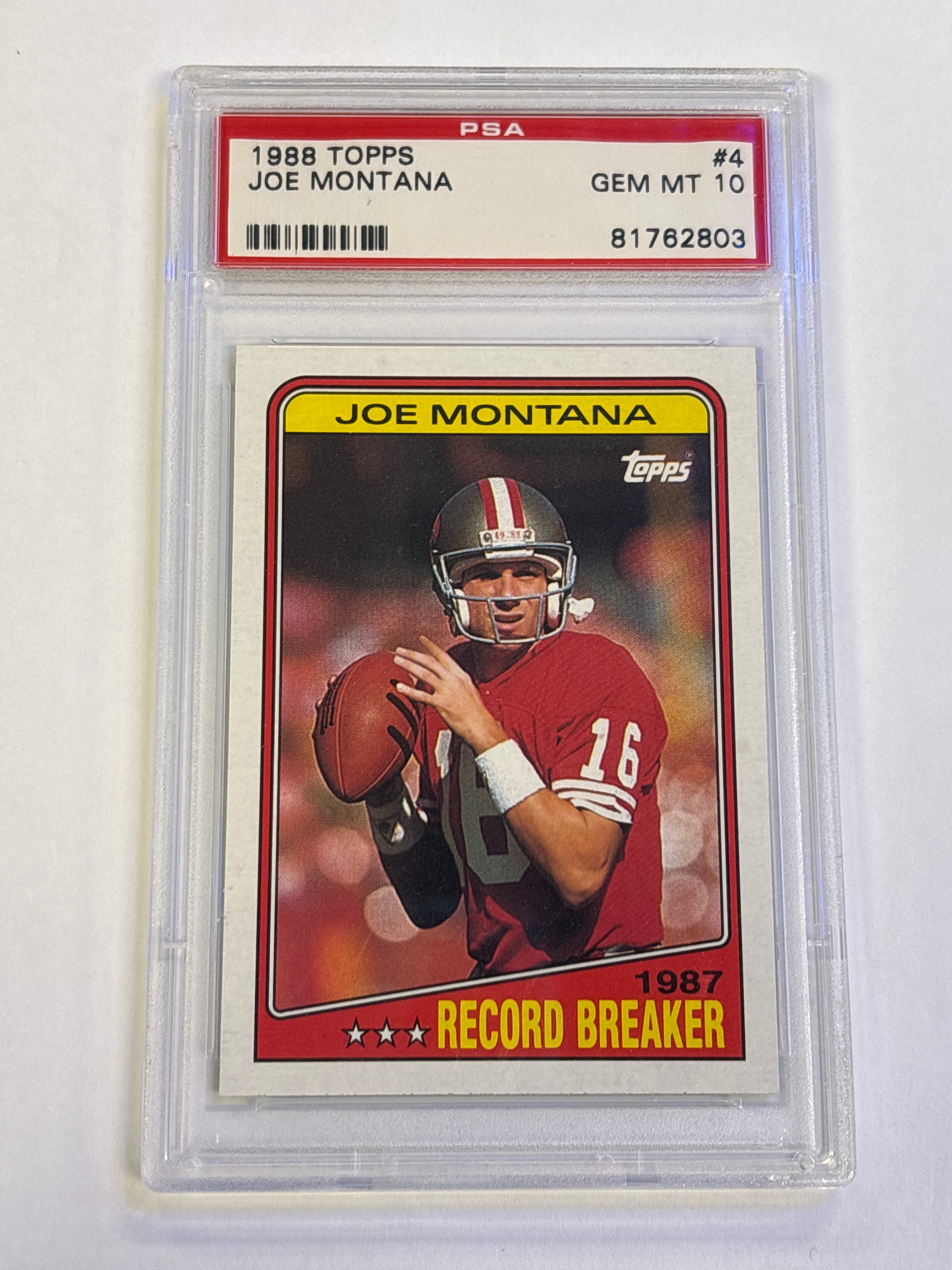 1988 TOPPS #4 JOE MONTANA PSA 10 GEM MINT (RB)