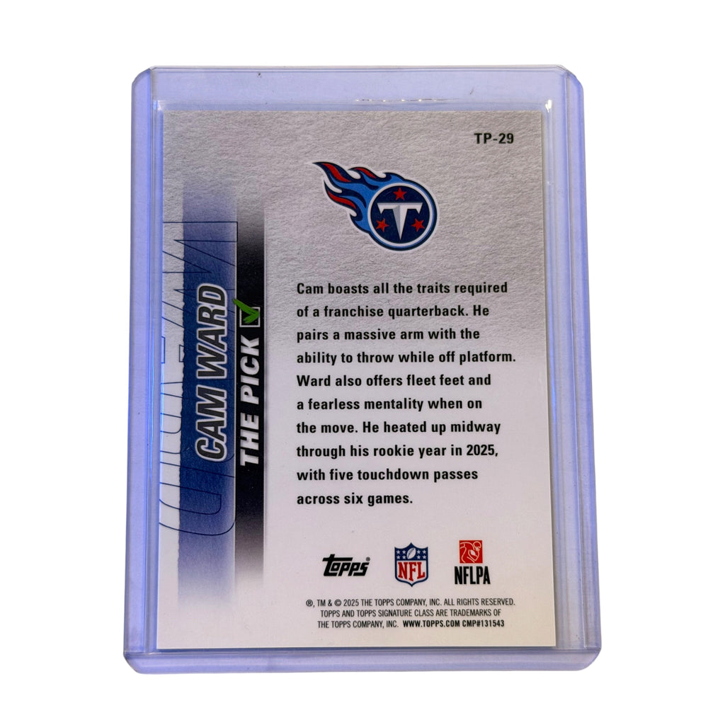 2025 TOPPS SIGNATURE CLASS THE PICK #29 CAM WARD BLUE 5/5 (TSR)