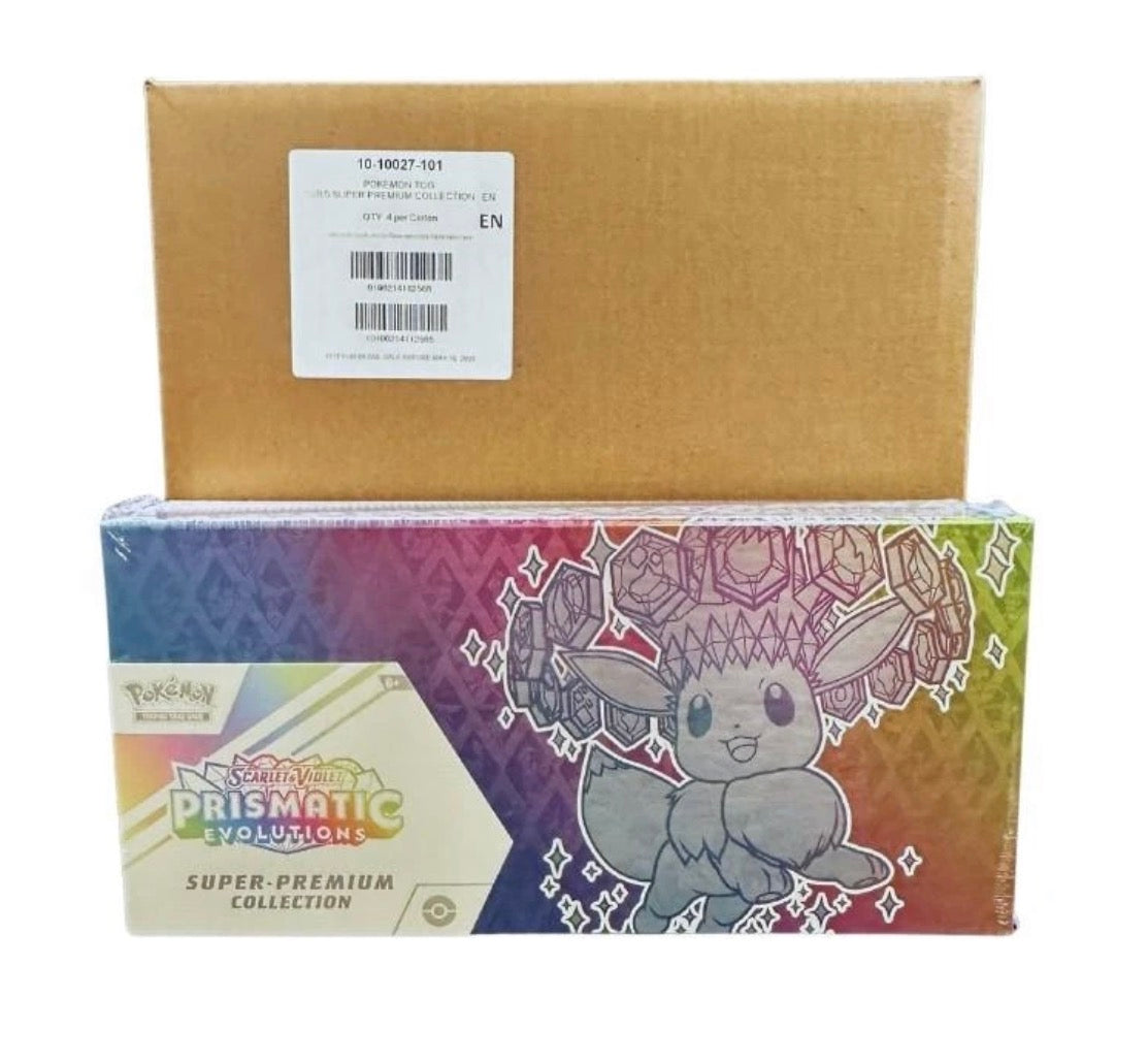 Pokémon TCG: Scarlet & Violet Prismatic Evolutions Super-Premium Collection 4-Box Case (5/16/25)