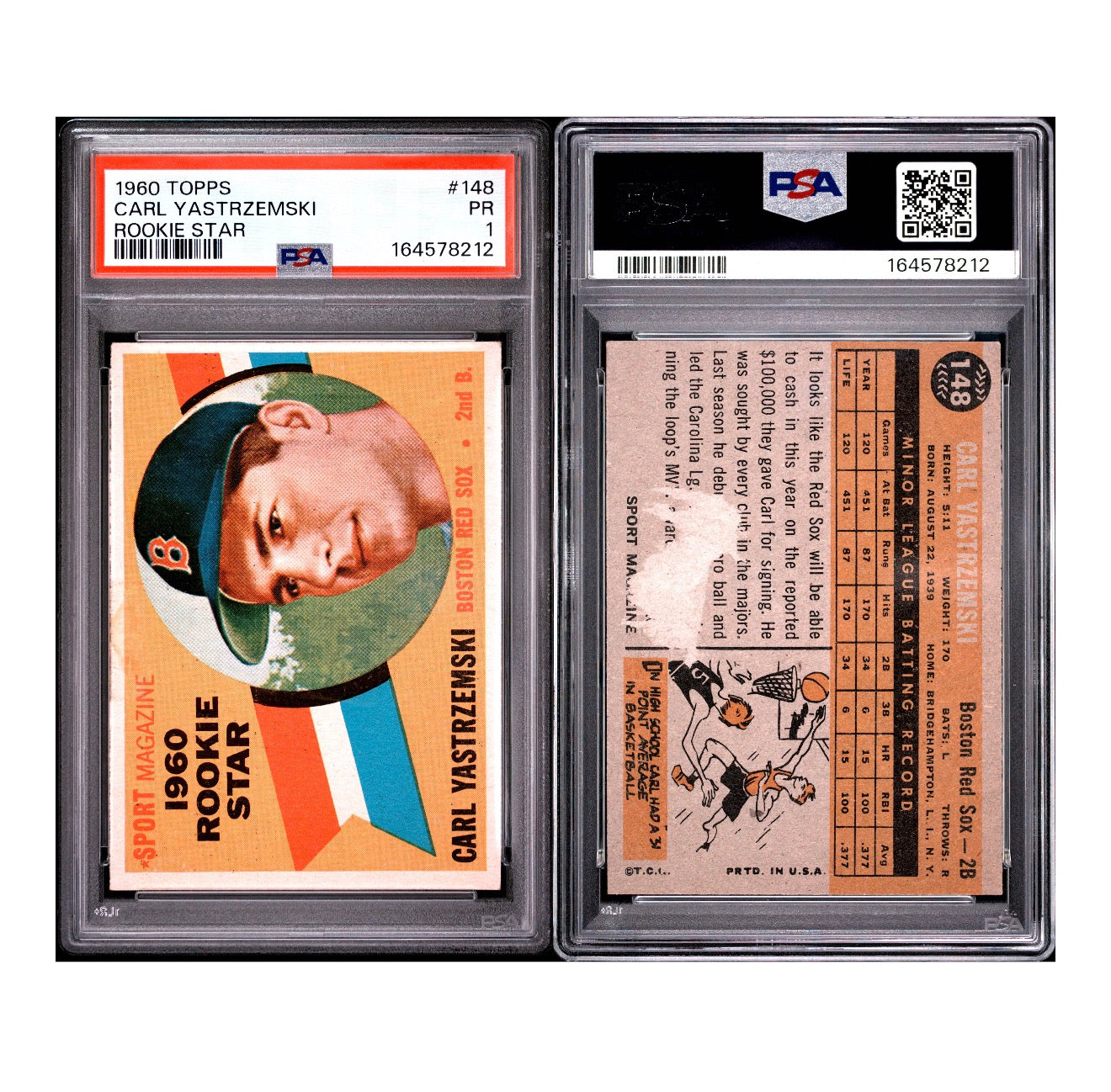 1960 TOPPS #148 CARL YASTRZEMSKI ROOKIE STAR PSA 1 PR (GC)