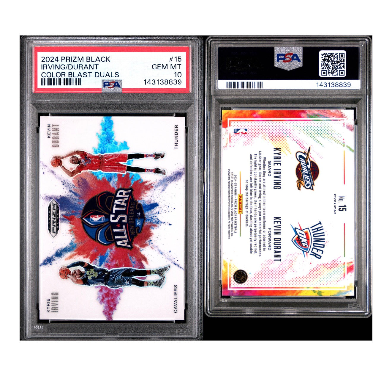2024 PANINI PRIZM BLACK COLOR BLAST DUALS #15 IRVING/DURANT PSA 10 (JC)