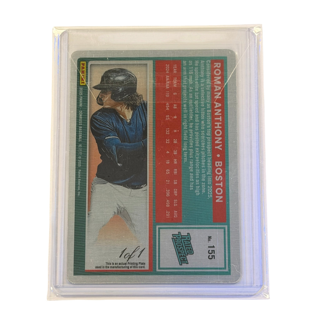 2025 Panini Donruss - Rated Prospects Roman Anthony #155 1/1 Printing Plate Rockets (JH)