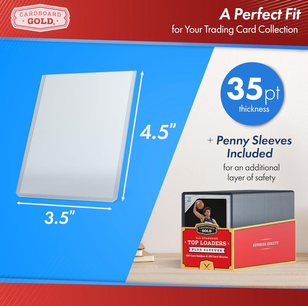 CBG Top Loaders 35pt Standard Card (100ct & 100 Soft Sleeves Bundle)