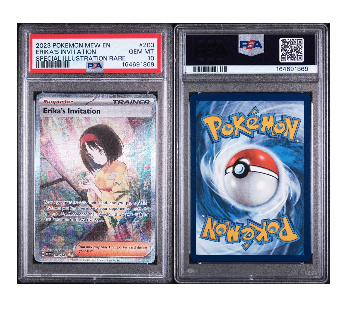 POKEMON MEW EN-151 #203 ERIKA'S INVITATION SPECIAL ILLUSTRATION RARE PSA 10