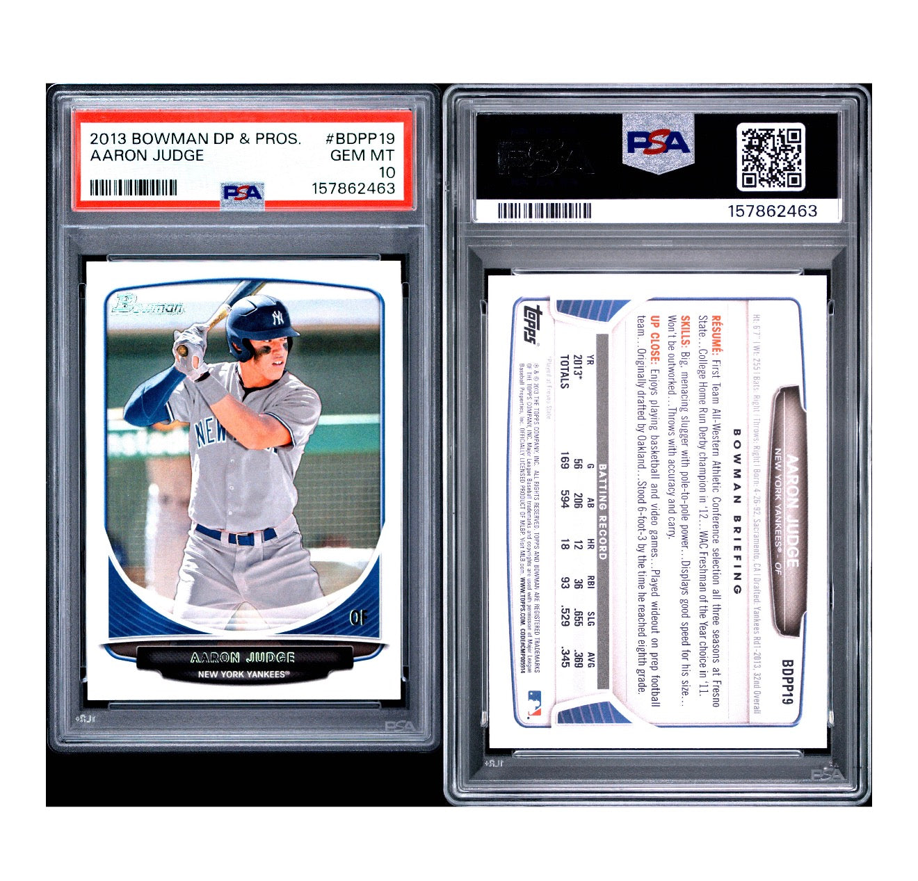 2013 BOWMAN DRAFT PICKS & PROSPECTS #BDPP19 AARON JUDGE PSA 10 (TSR)