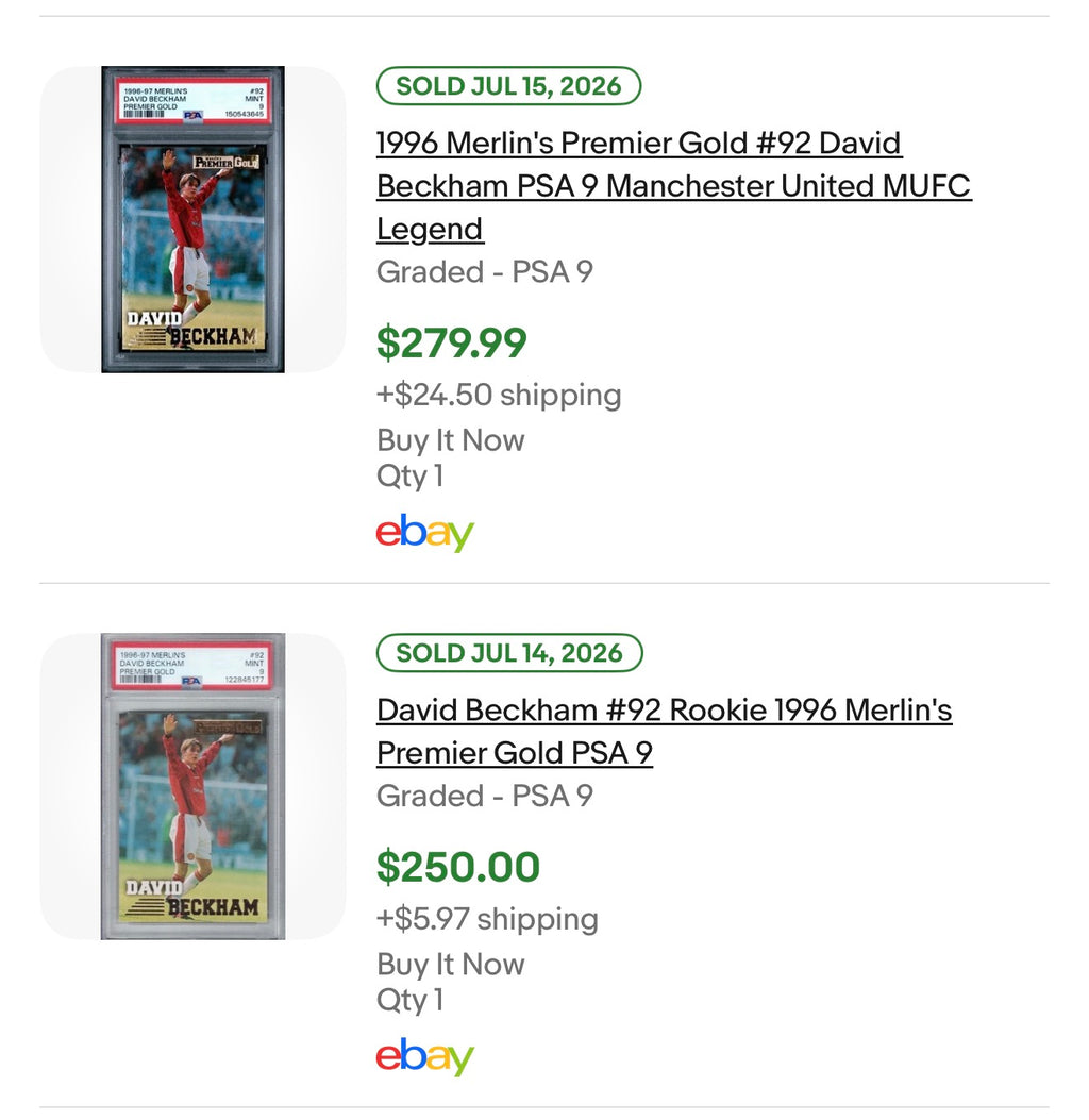1996 MERLIN'S PREMIER GOLD #92 DAVID BECKHAM PREMIER GOLD PSA 10 GEM MINT (RS)