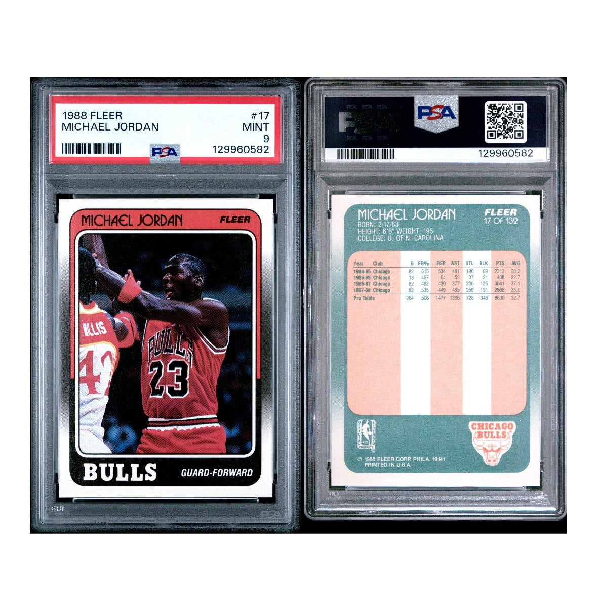 1988 FLEER #17 MICHAEL JORDAN PSA 9 MINT (RB)