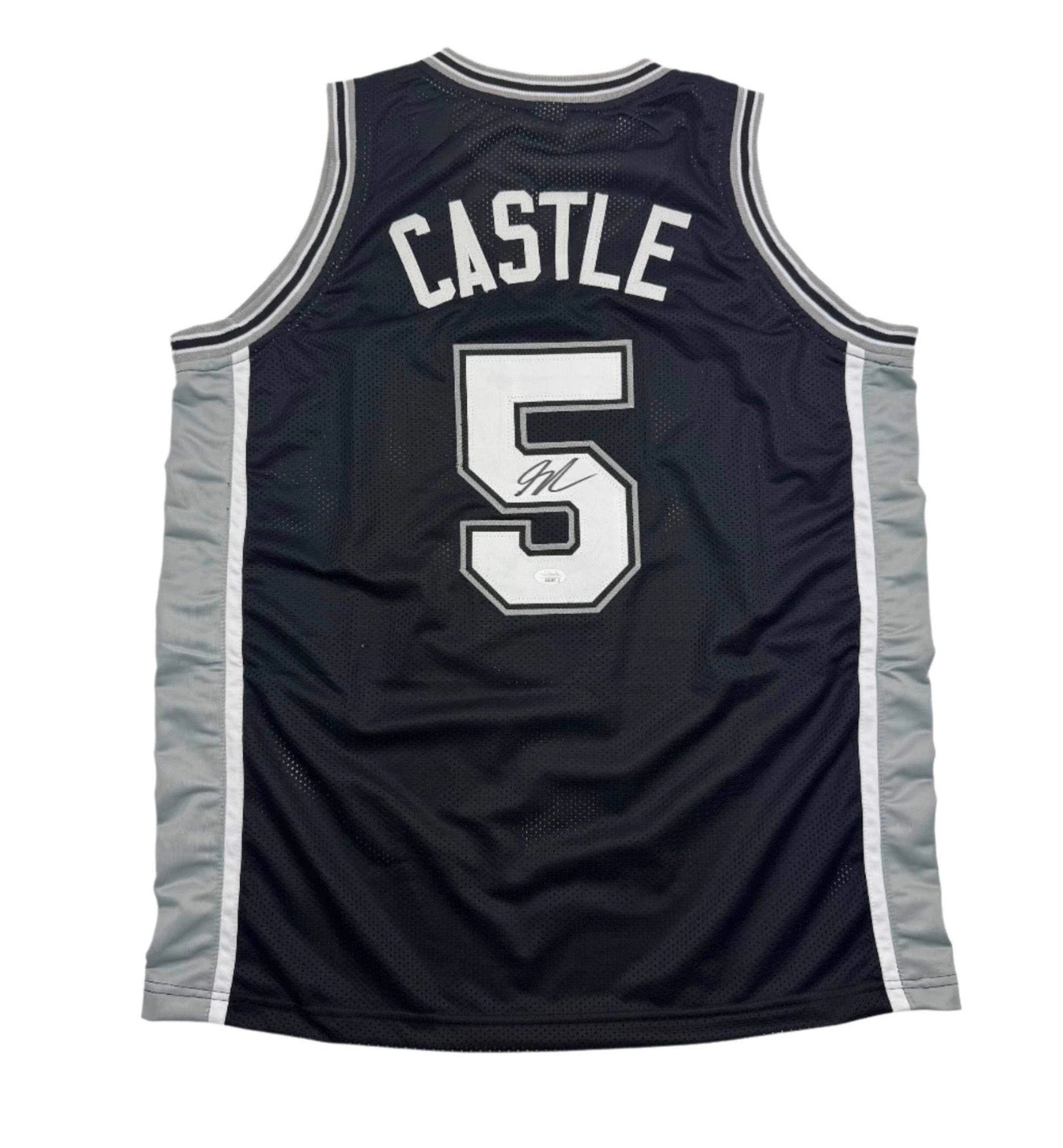 Autographed/Signed Stephon Castle San Antonio Black Basketball Jersey w/ BGS Beckett COA