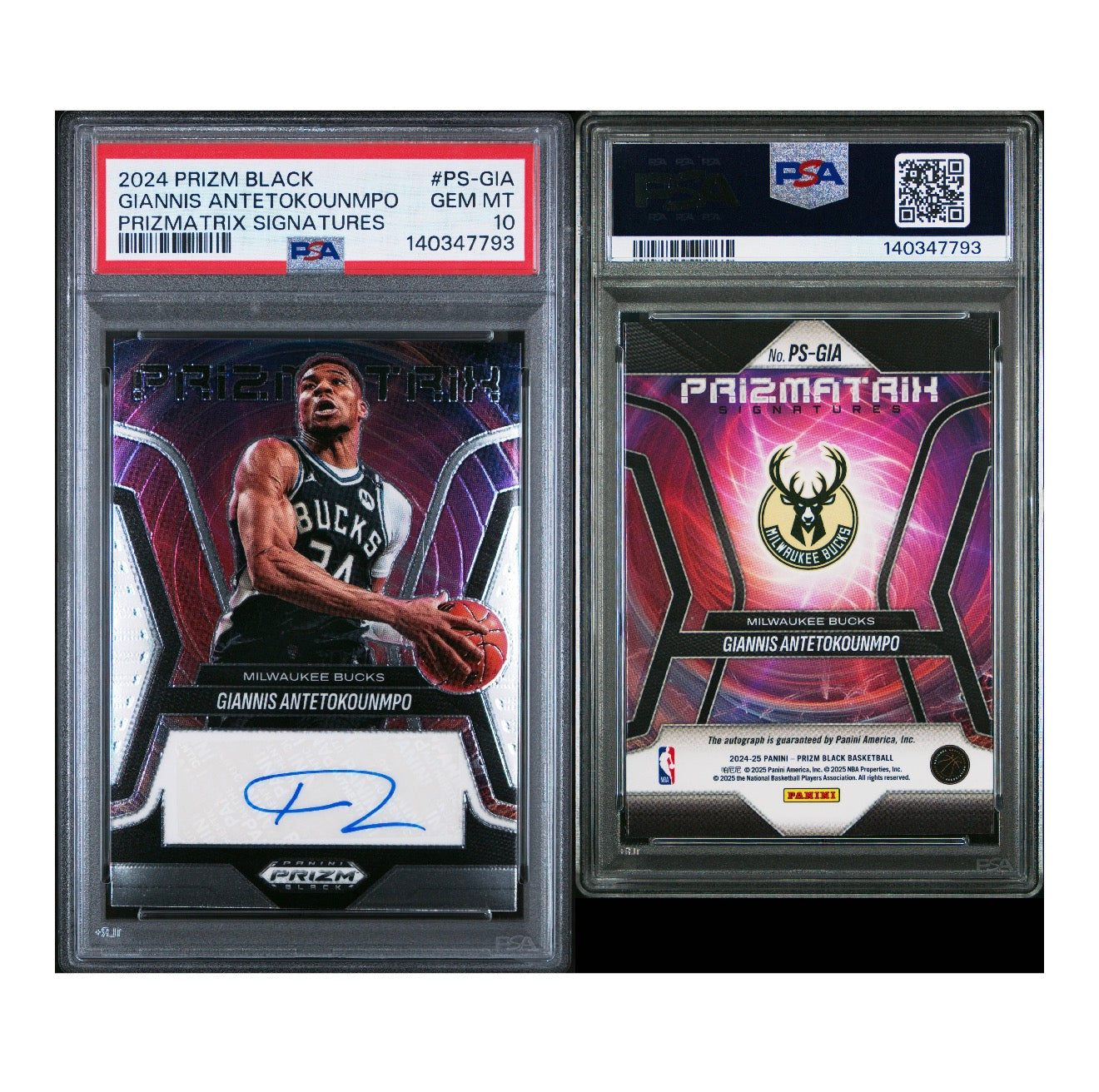 2024 PANINI PRIZM BLACK PRIZMATRIX SIGNATURES #PS-GIA GIANNIS ANTETOKOUNMPO (AG)