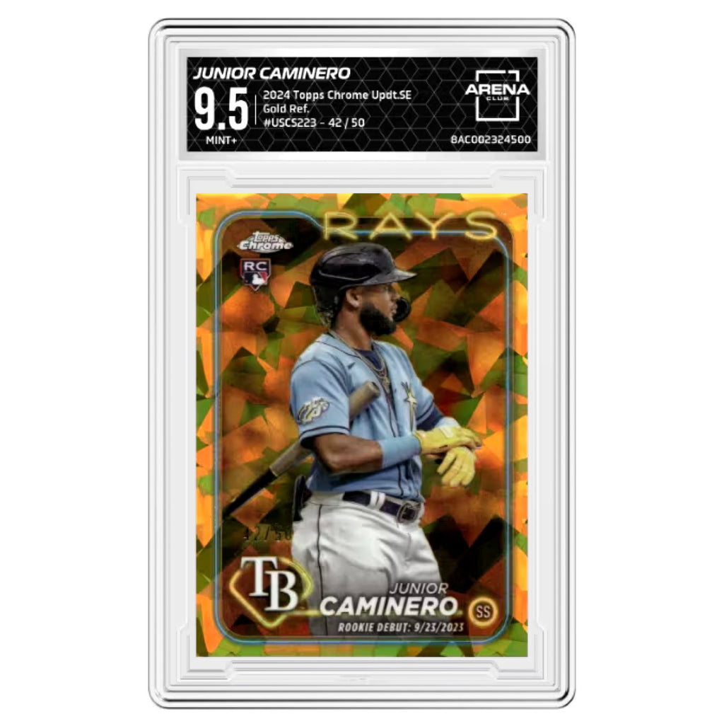 2024 Topps Chrome Update Sapphire Edition JUNIOR CAMINERO RC Gold Refractor /50 #USCS223 Arena Club 9.5 (Consignment)