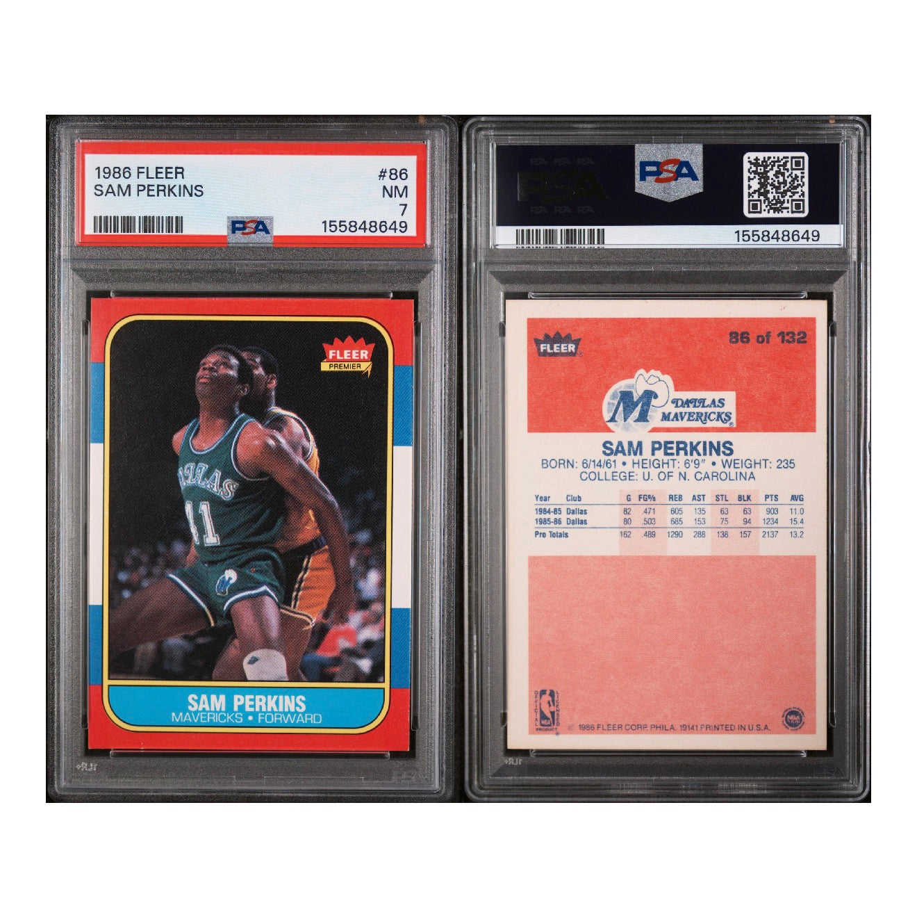 1986 FLEER #86 SAM PERKINS PSA 7