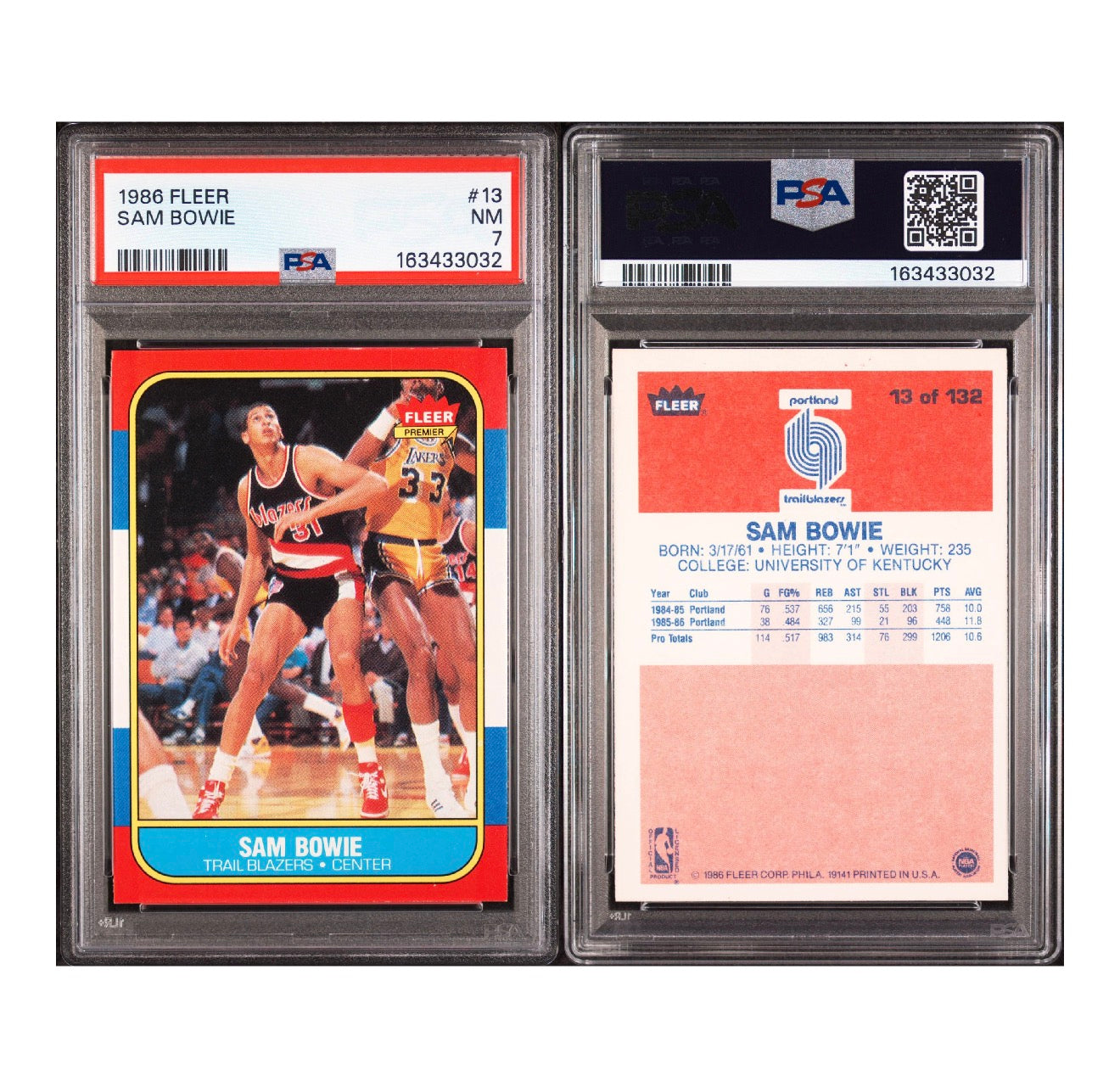 1986 FLEER #13 SAM BOWIE PSA 7 (SY)
