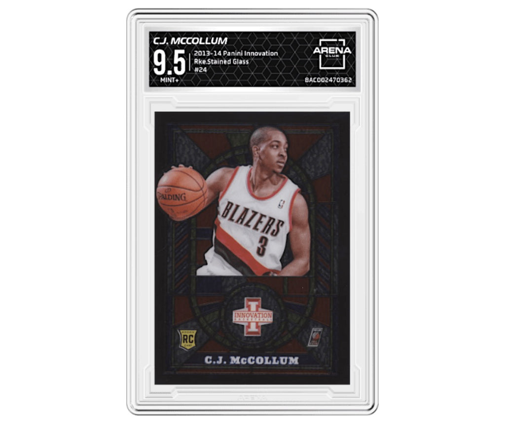 2013-14 PANINI INNOVATION #24 ROOKIE STAINED GLASS CJ McCOLLUM ARENA CLUB 9.5 (RD)