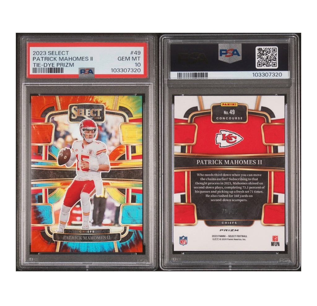 2023 PANINI SELECT #49 PATRICK MAHOMES II TIE-DYE PRIZM PSA 10 GEM MINT