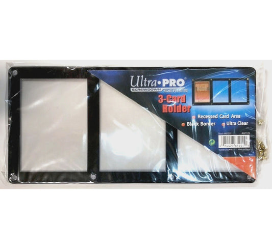 Ultra Pro Black Frame 3-CARD Screwdown Recessed 8 Screw Clear Display 81201