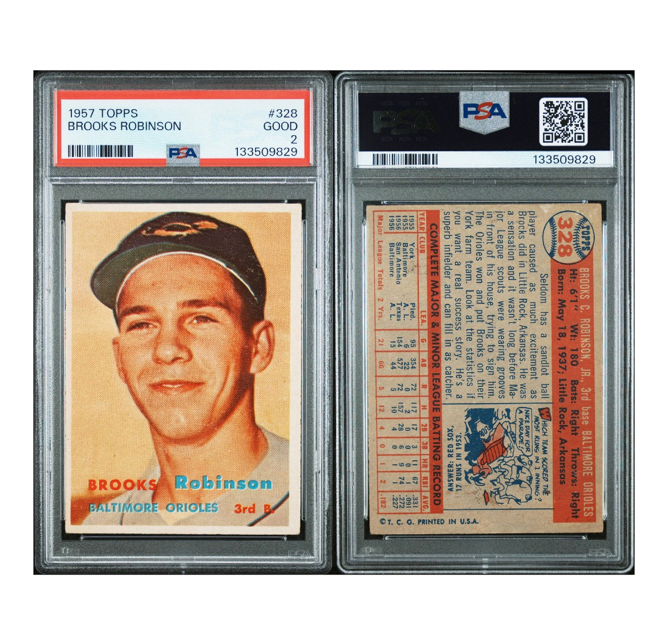 1957 TOPPS #328 BROOKS ROBINSON PSA 2 GOOD (GC)