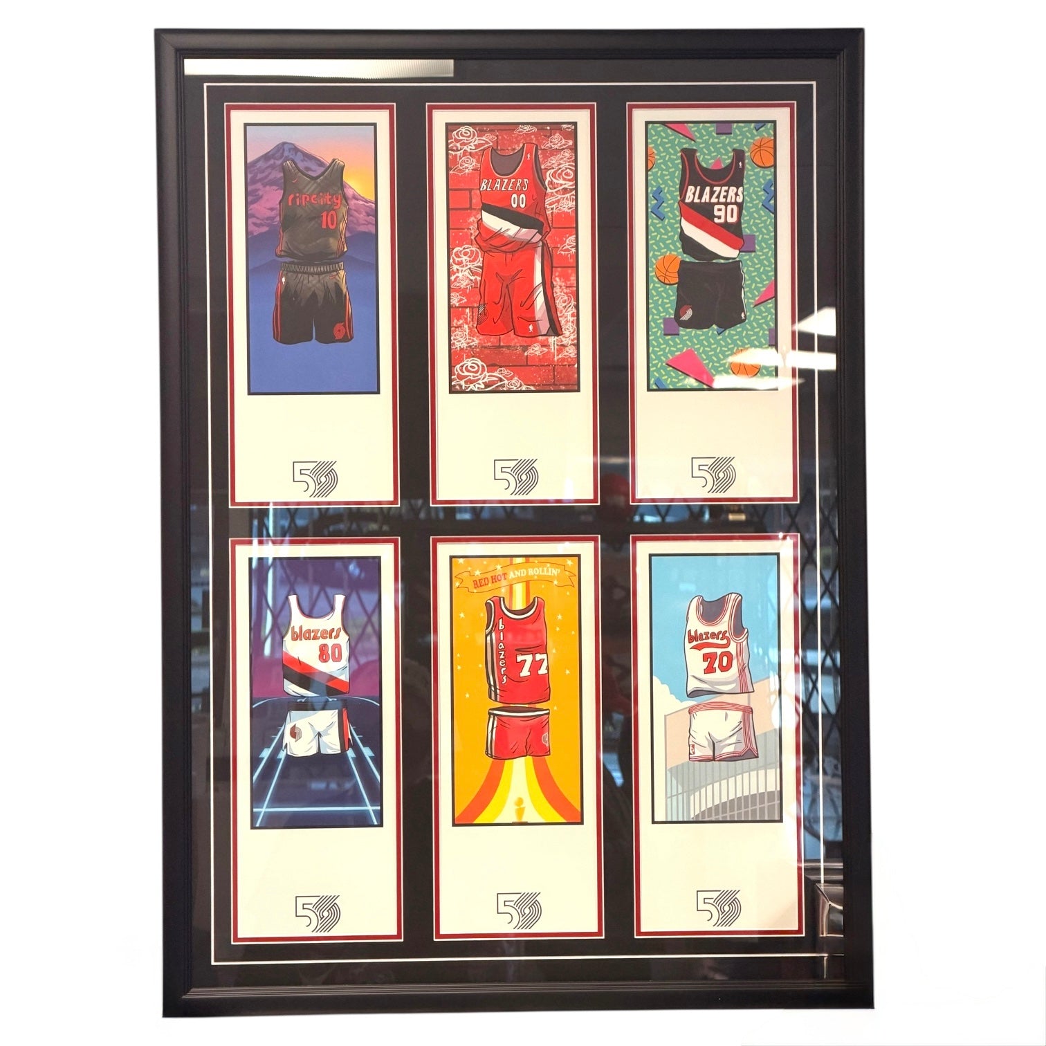 Portland Trail Blazers 50th Anniversary Uniform Timeline 6-Piece Framed Art