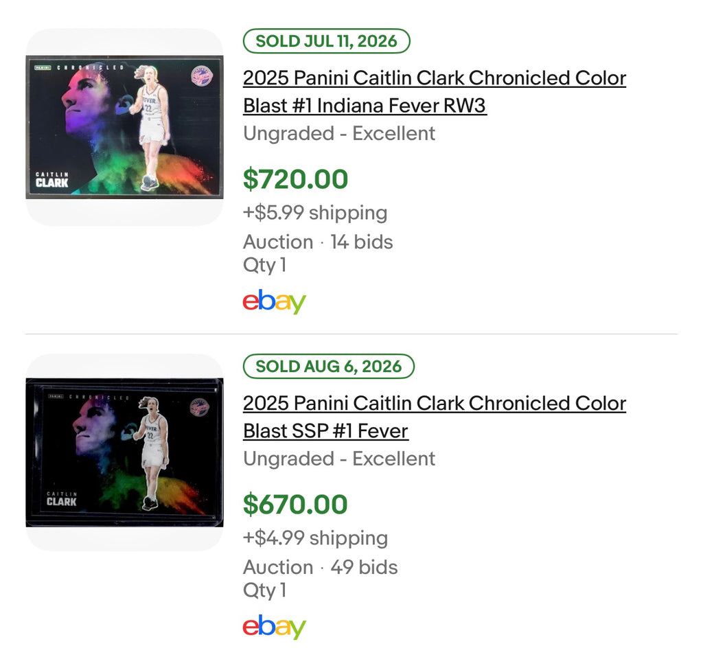 2025 Panini Caitlin Clark Chronicled #1 Color Blast SSP Indiana Fever
