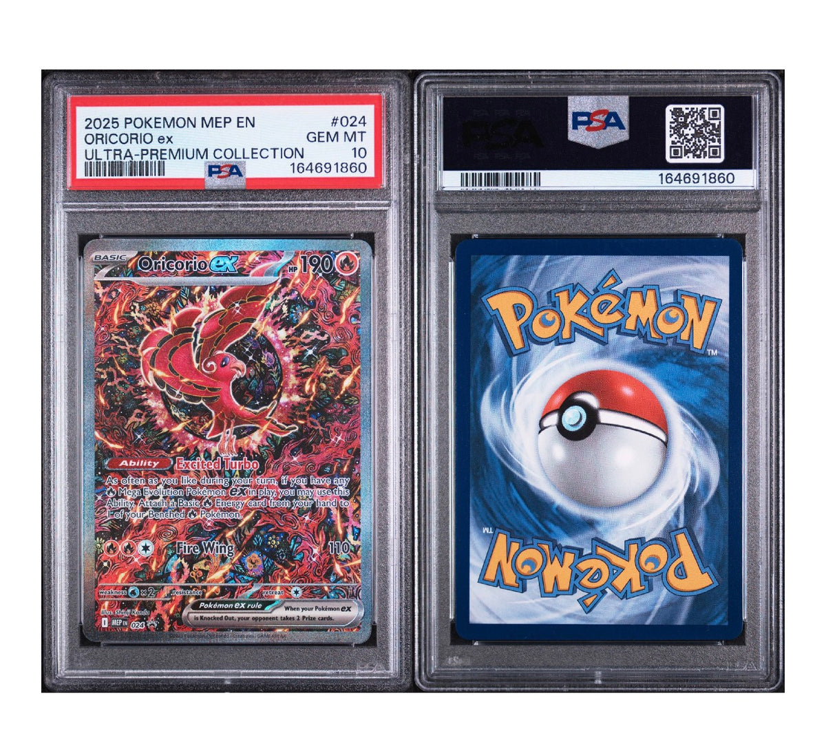 POKEMON MEP EN-ME BLACK STAR PROMO #024 ORICORIO ex ULTRA-PREMIUM COLLECTION PSA 10