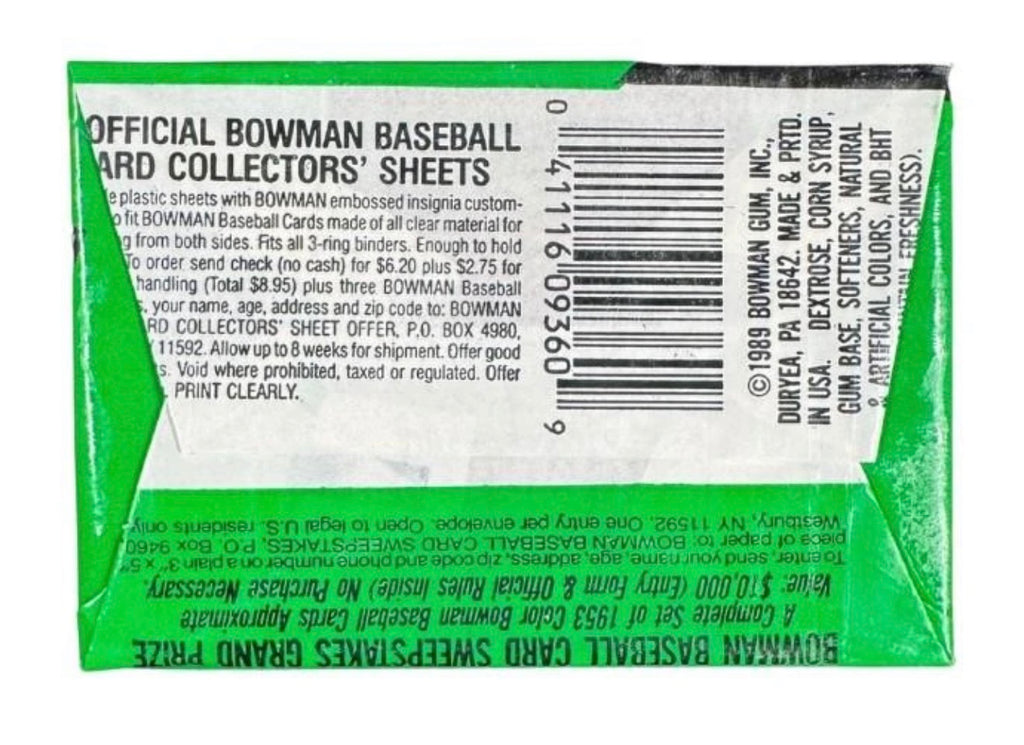 1989 Bowman Baseball Bubble Gum Wax Pack
