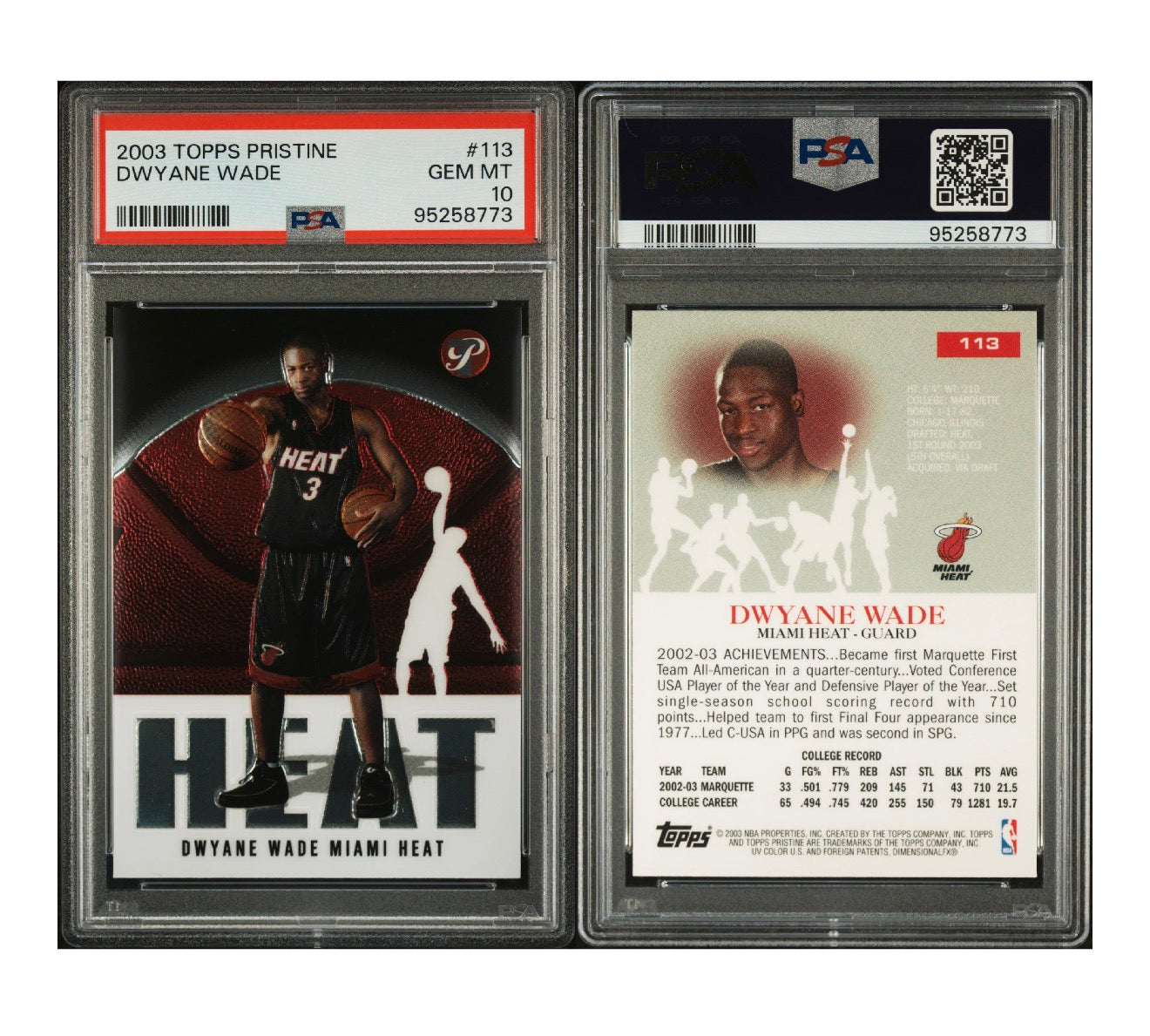 2003 TOPPS PRISTINE #113 DWYANE WADE PSA 10 (TSR)