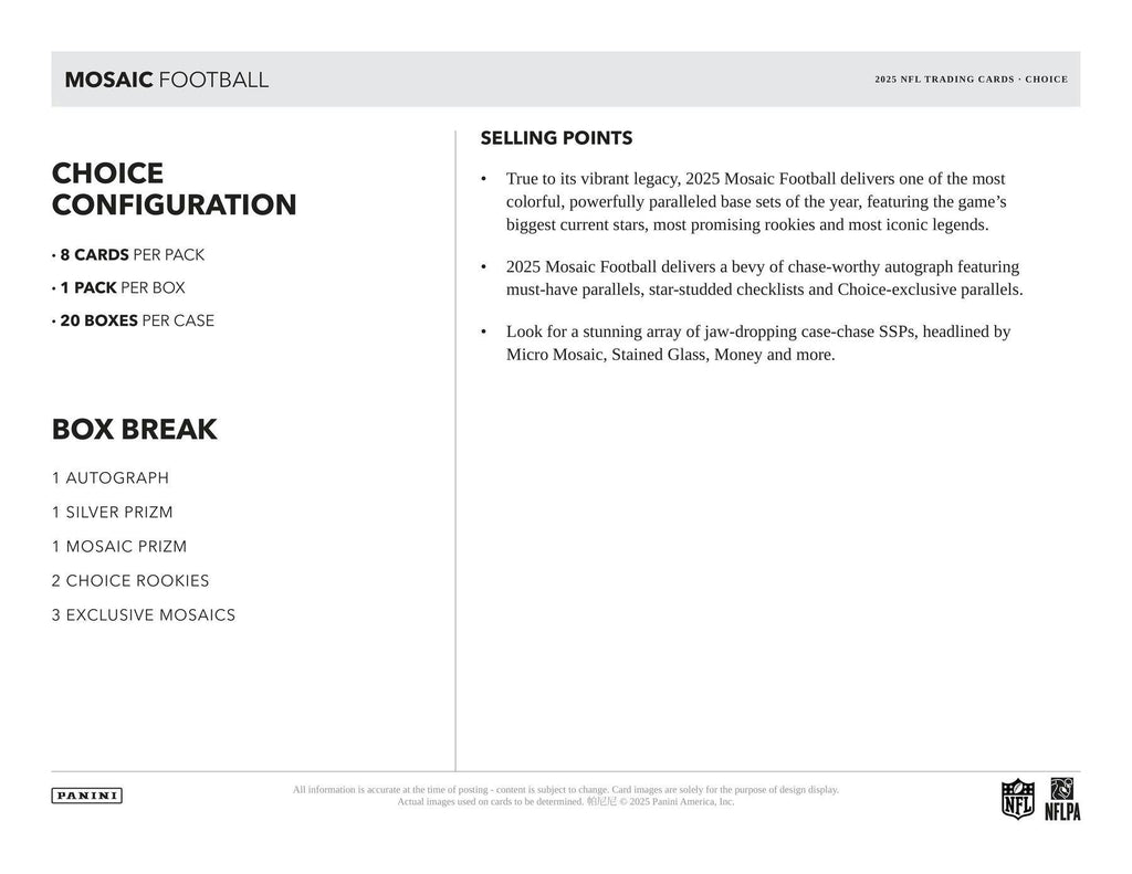 2025 Panini Mosaic Football Choice Box