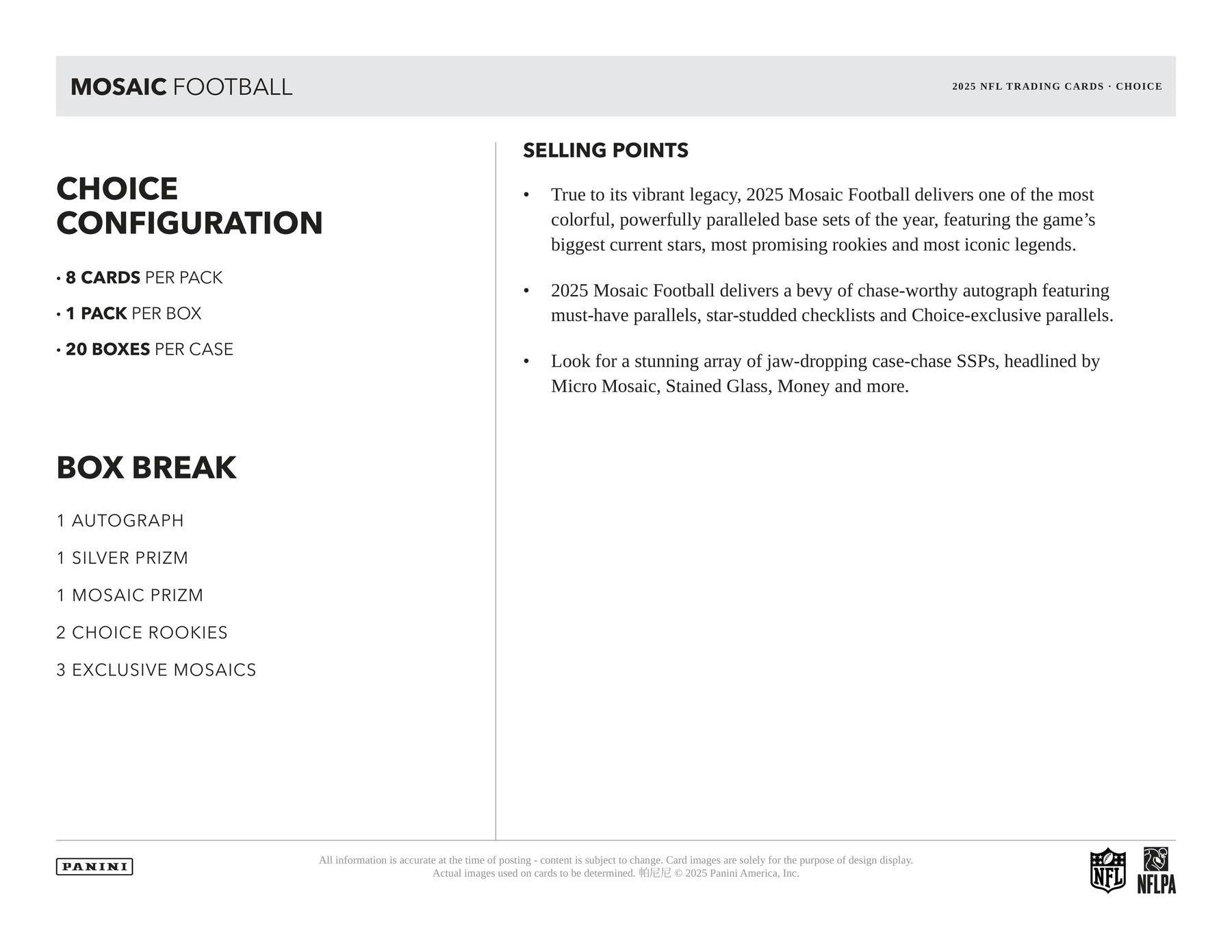 2025 Panini Mosaic Football Choice Box