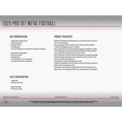 2025 Pro Set Metal Football Hobby Box