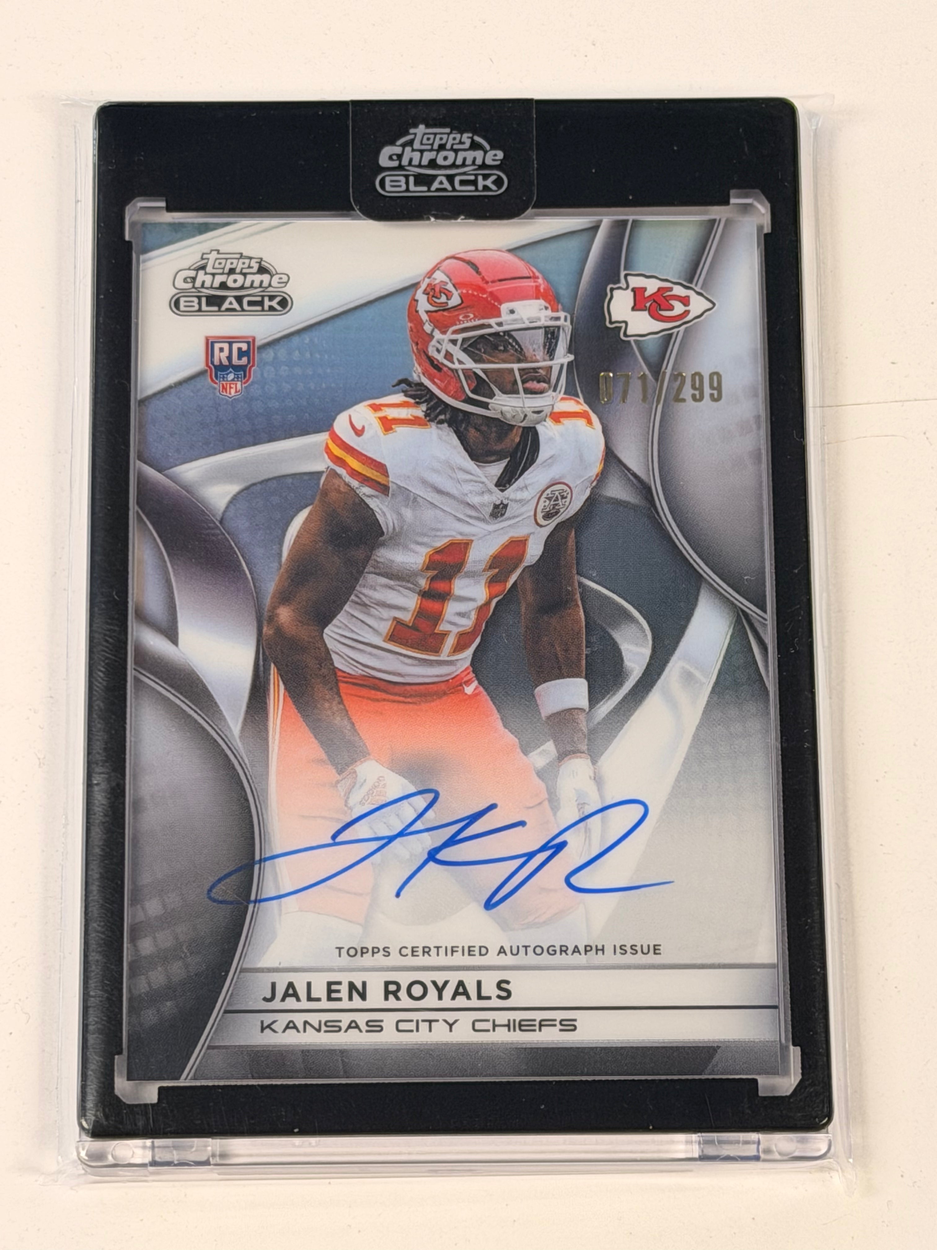 2025 Topps Chrome Black Jalen Royal RC On Card Auto #/299 Chiefs #RAU-JR (SY)