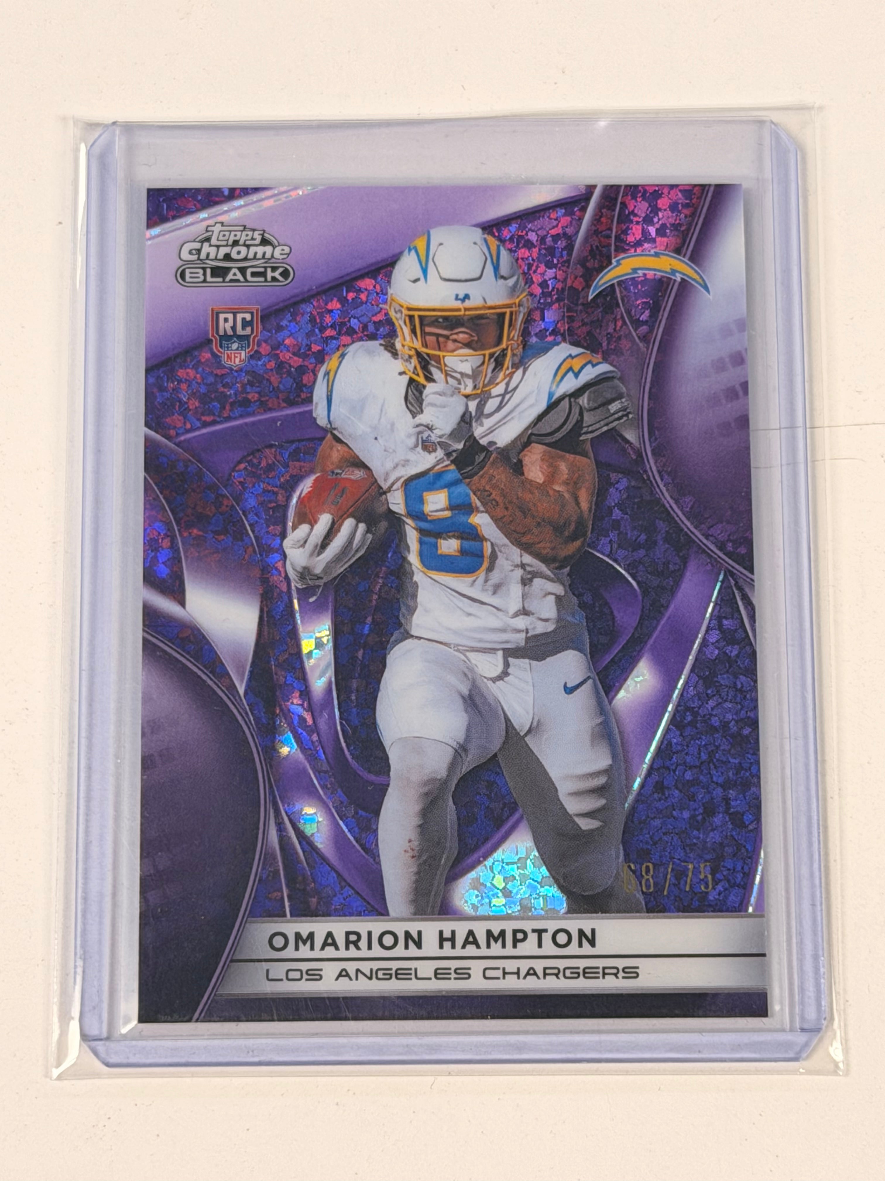 2025 Topps Chrome Black Rookies Omarion Hampton #127 Purple /75 (SY)