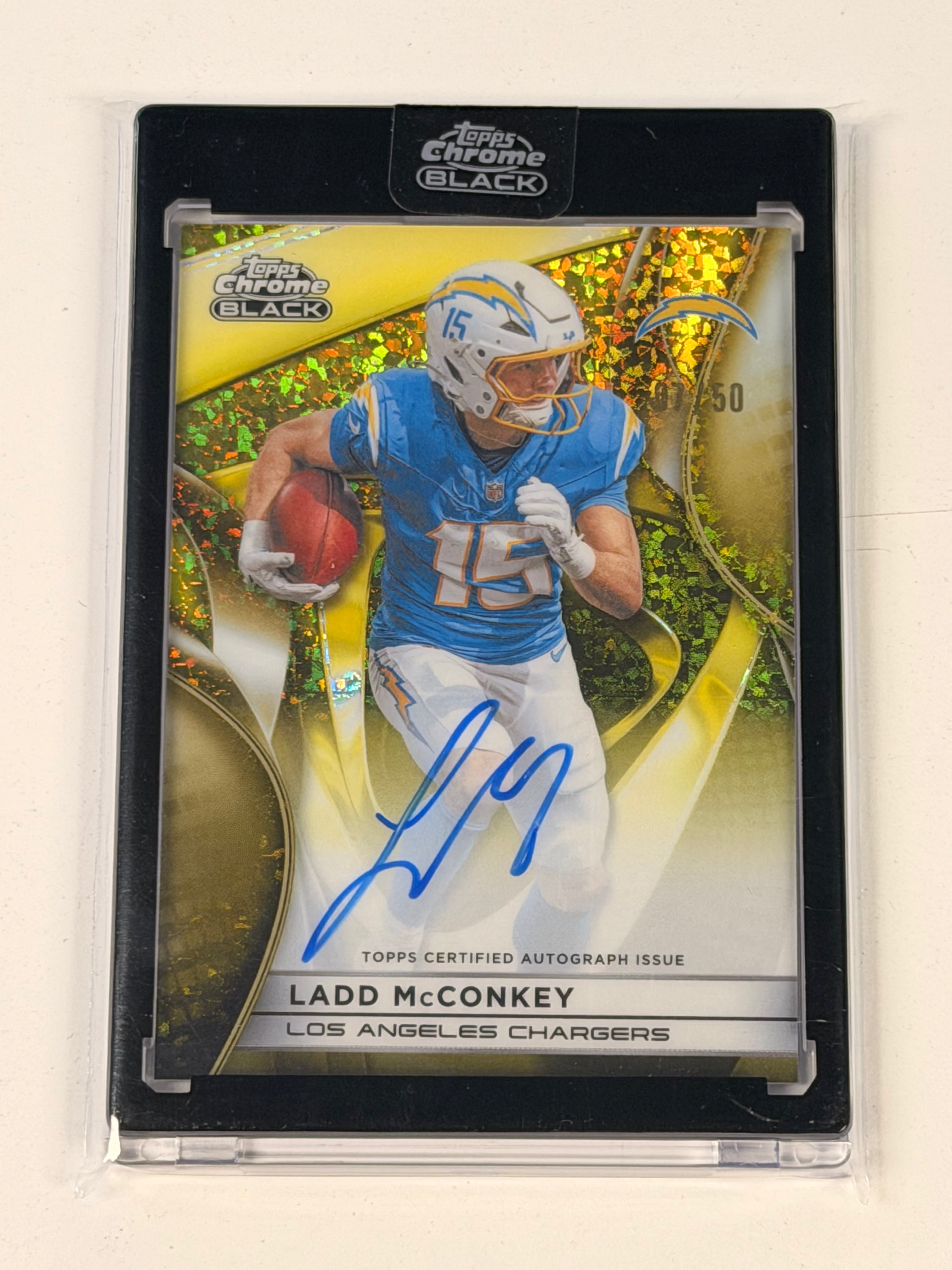 2025 Topps Chrome Black Ladd McConkey Gold Auto /50 Chargers (SY)