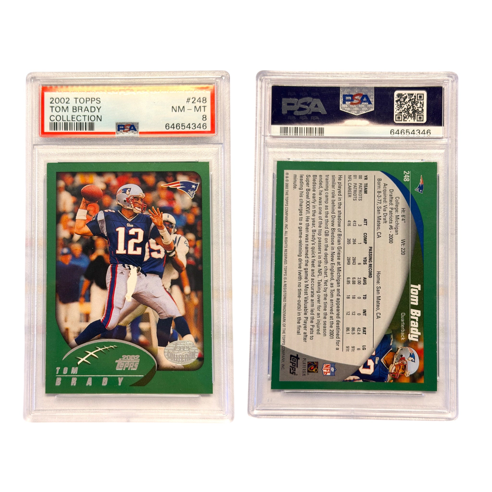 2002 TOPPS #248 TOM BRADY COLLECTION PSA 8 (SY)