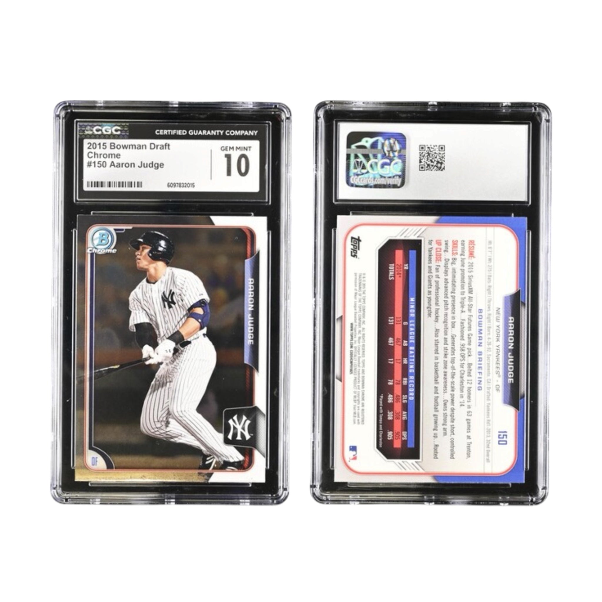 2015 BOWMAN DRAFT #150 AARON JUDGE CHROME CGC 10 (GC)