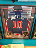 CLYDE DREXLER USA BASKETBALL AUTO FRAMED JERSEY