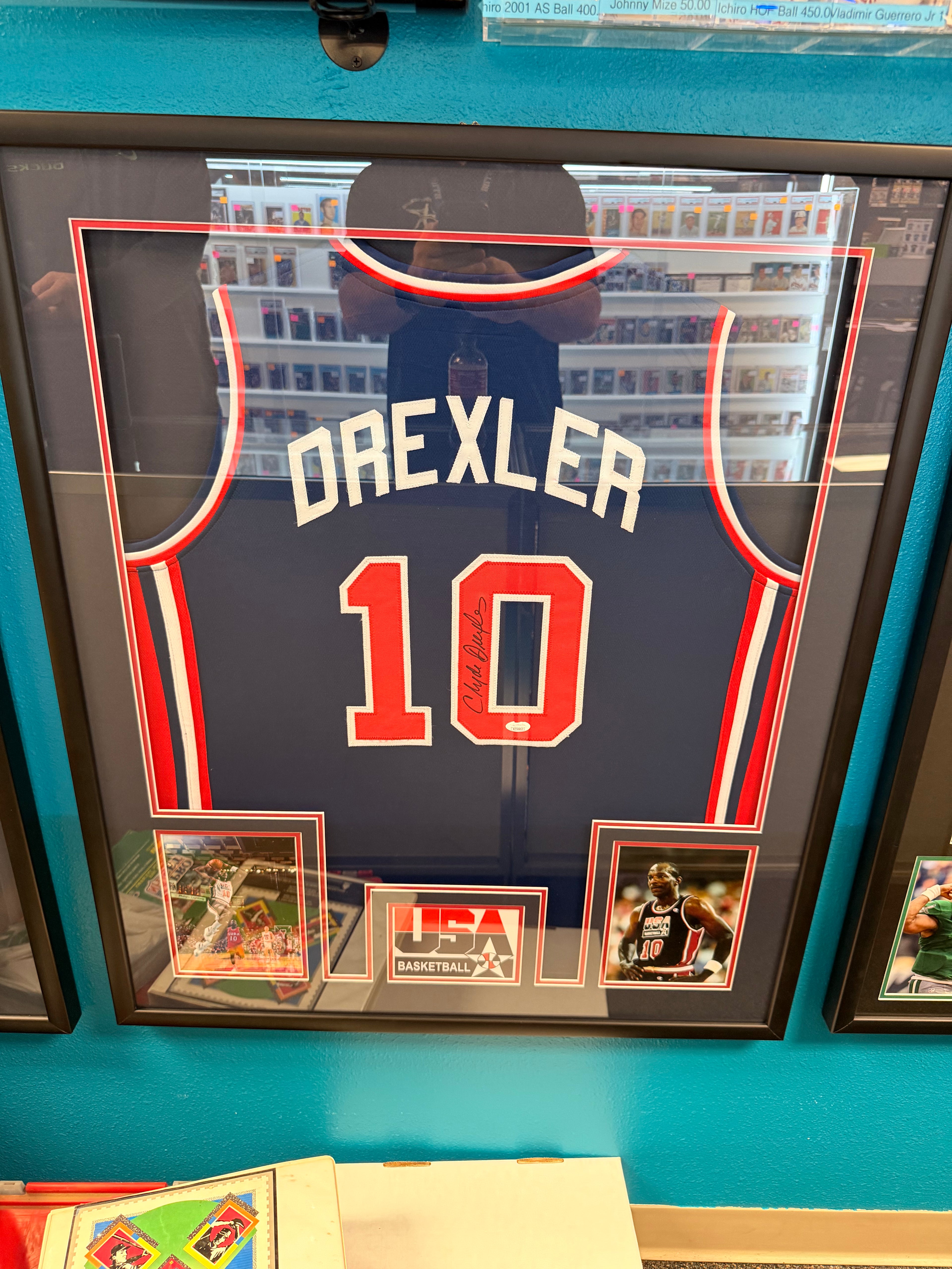 CLYDE DREXLER USA BASKETBALL AUTO FRAMED JERSEY