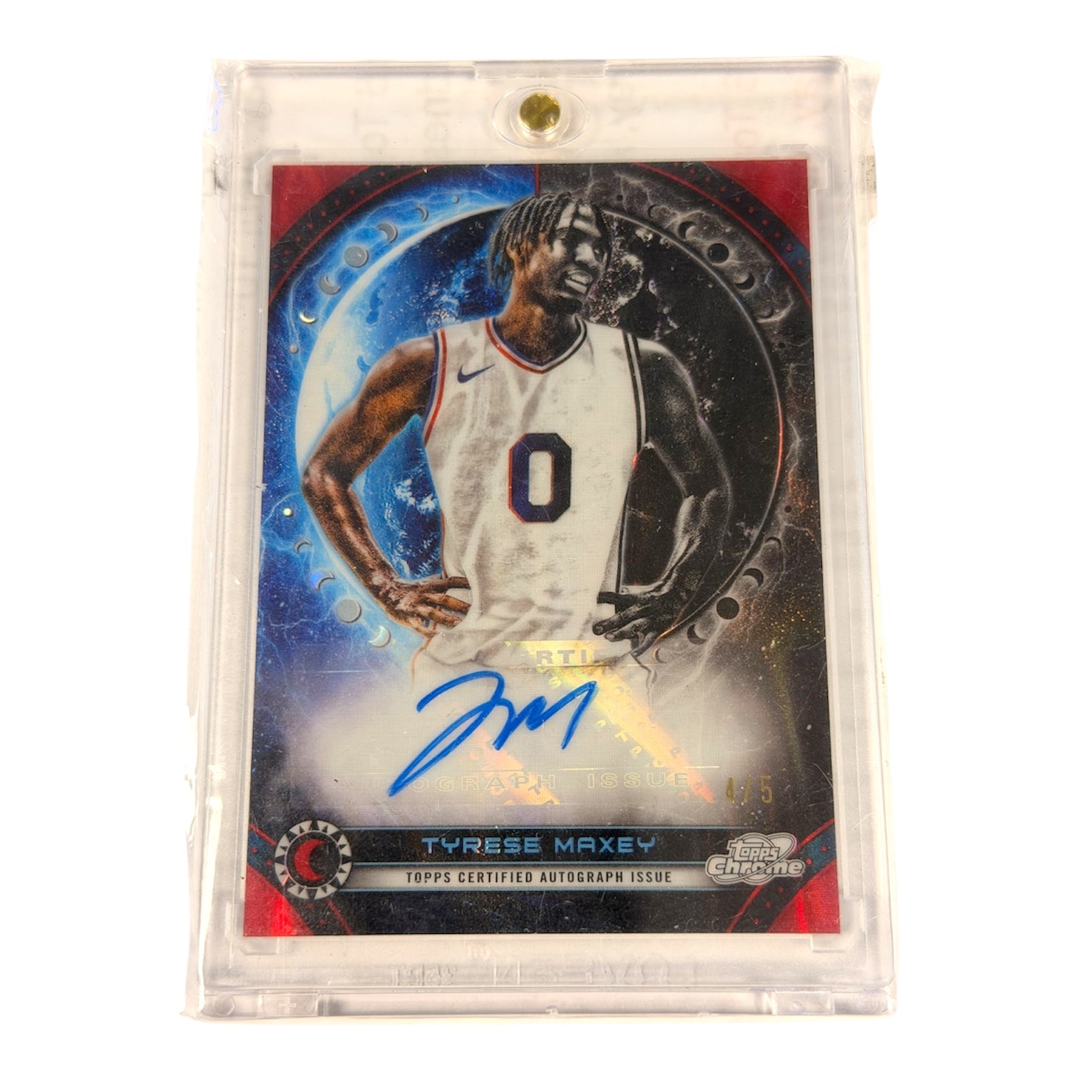 2023-24 Topps Cosmic Chrome TYRESE MAXEY Red Flare Refractor 4/5 #ERA-TM (Consignment)