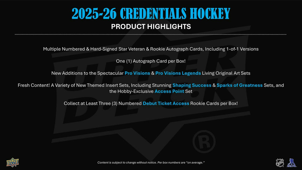 2025-26 Upper Deck Credentials Hockey Hobby