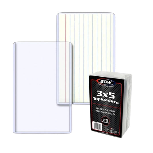BCW 3x5 Topload Holder - Pack of 25 | Premium PVC Card, Photo, and Print Protection | Ideal for Index Cards, Photos, Prints | Archival Quality Protective Sug-Fit Toploaders
