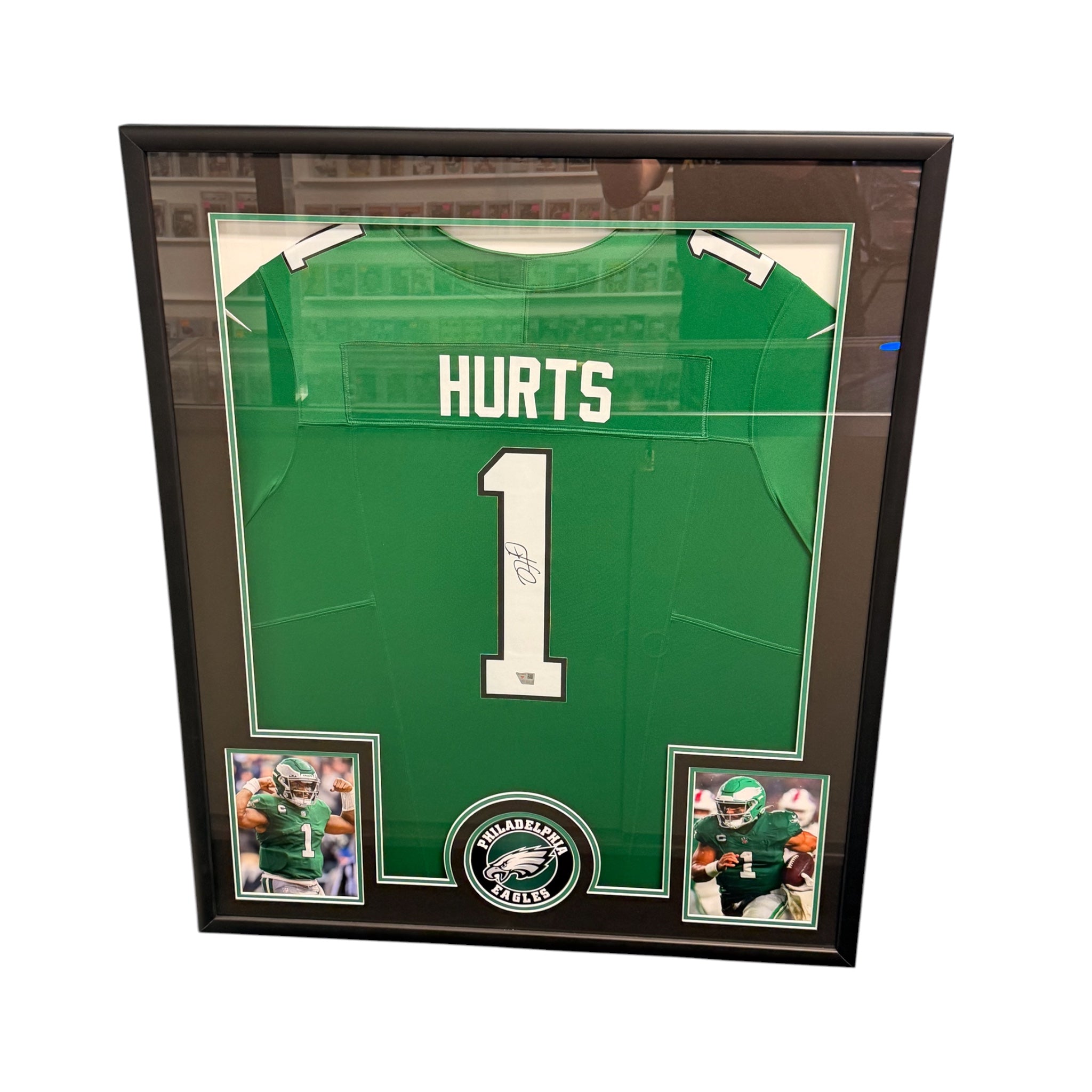 Jalen Hurts #1 Philadelphia Eagles Autographed Framed Jersey – Fanatics Authentic COA
