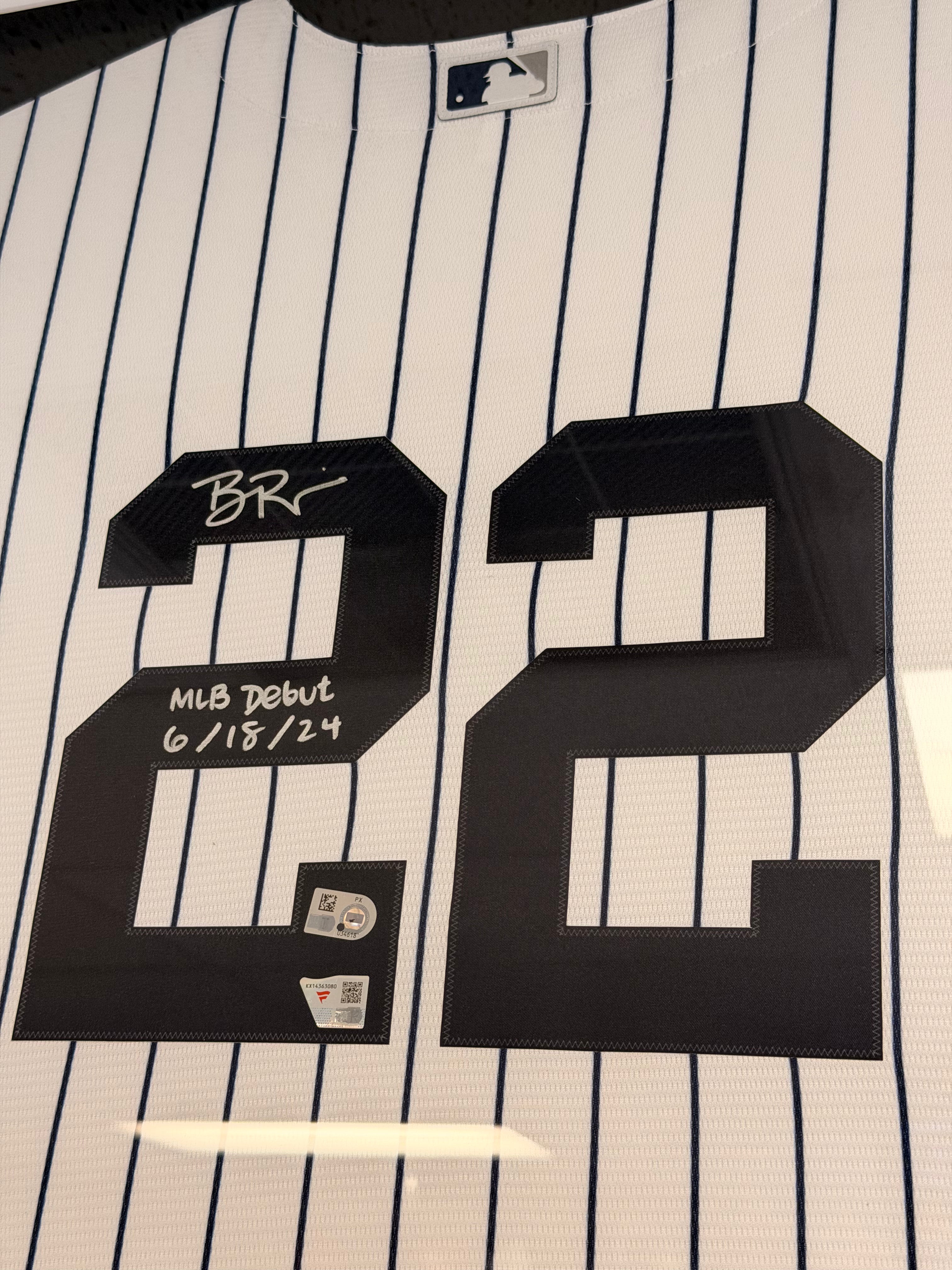 Ben Rice Autographed & Inscribed New York Yankees #22 Framed Jersey – MLB Debut 6/18/24 – Fanatics/MLB Authenticated